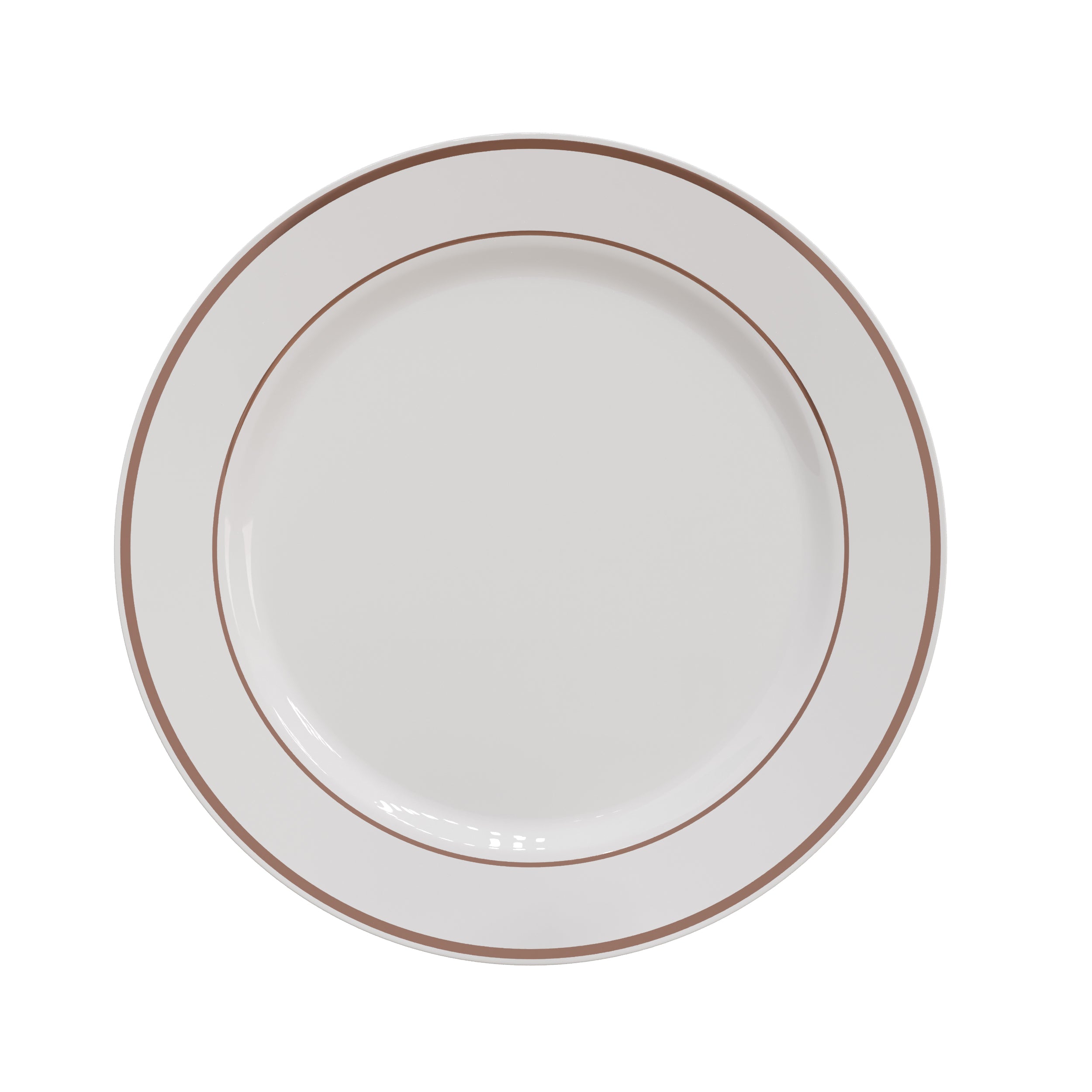 10.25 In. White/Rose Gold Line Design Plates | 240 Count