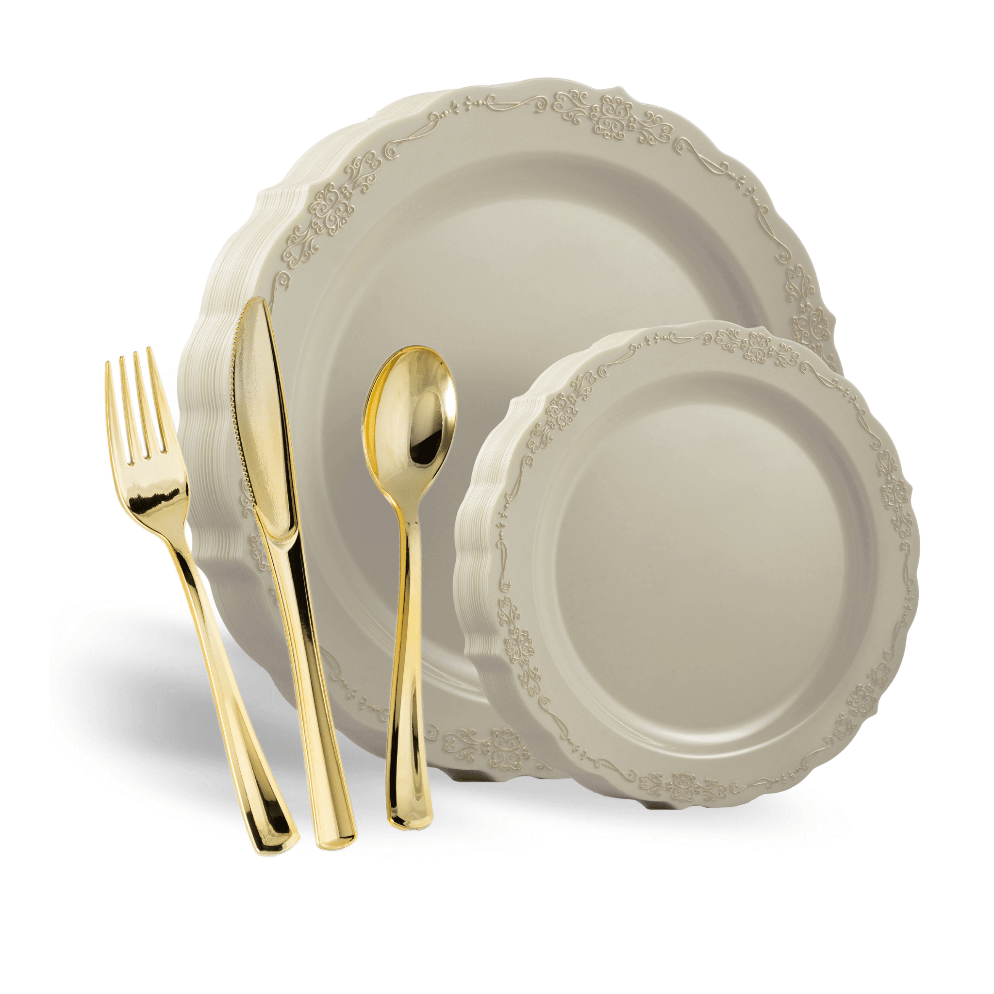 240 Piece Cream Victorian Combo Set | Serves 40 Guests