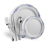 560 Piece White/Navy Victorian Combo Set | Serves 80 Guests