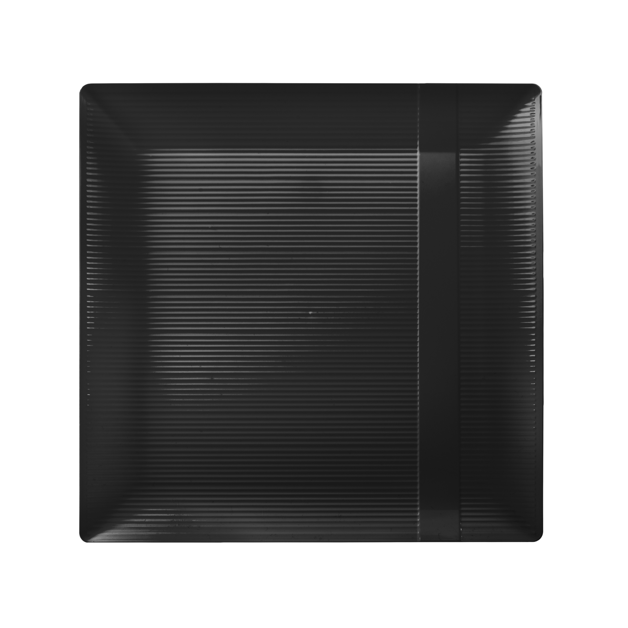 10.25" Zen Ridged Black Square Plastic Plates (120 Count)