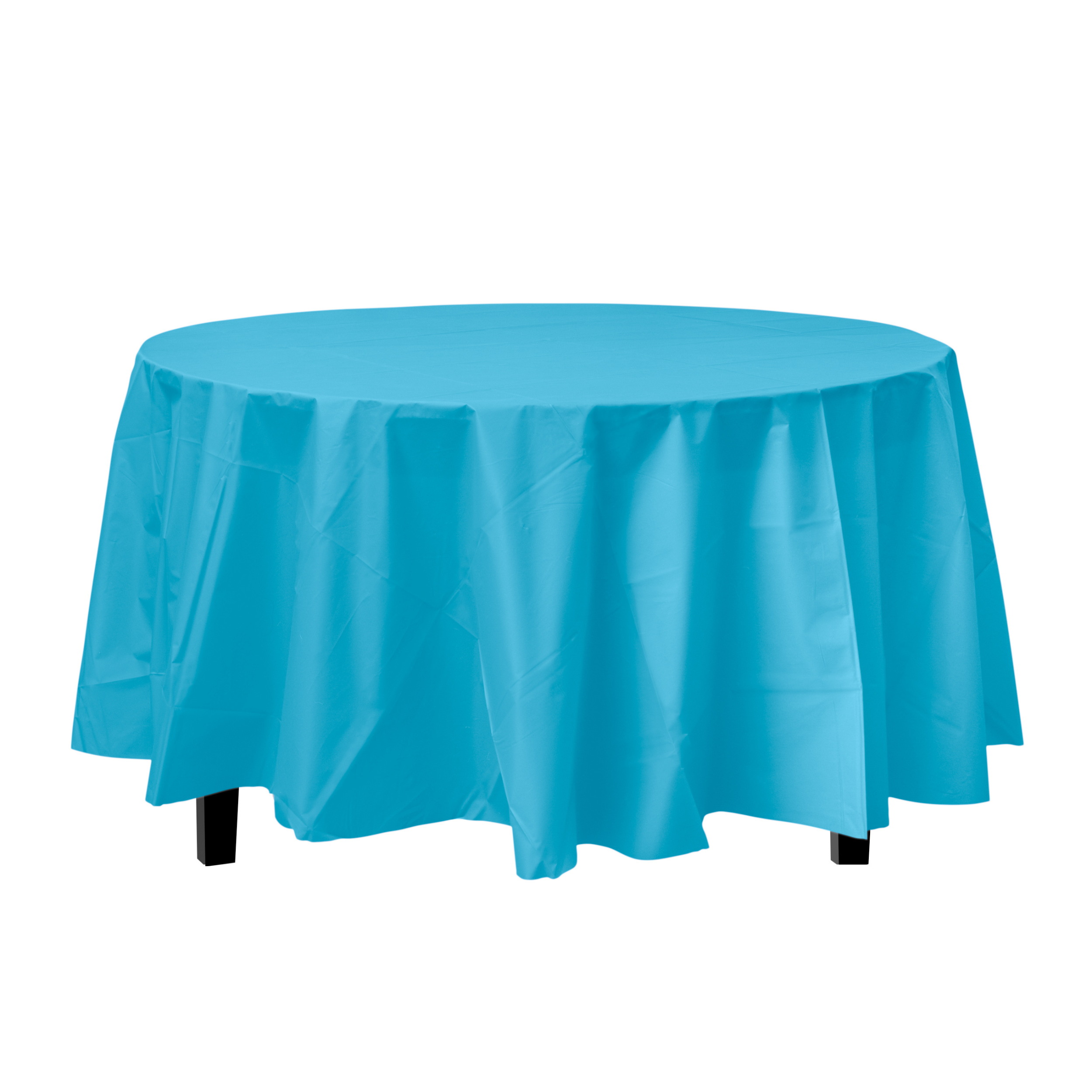 Turquoise Round Plastic Tablecloth | 48 Count