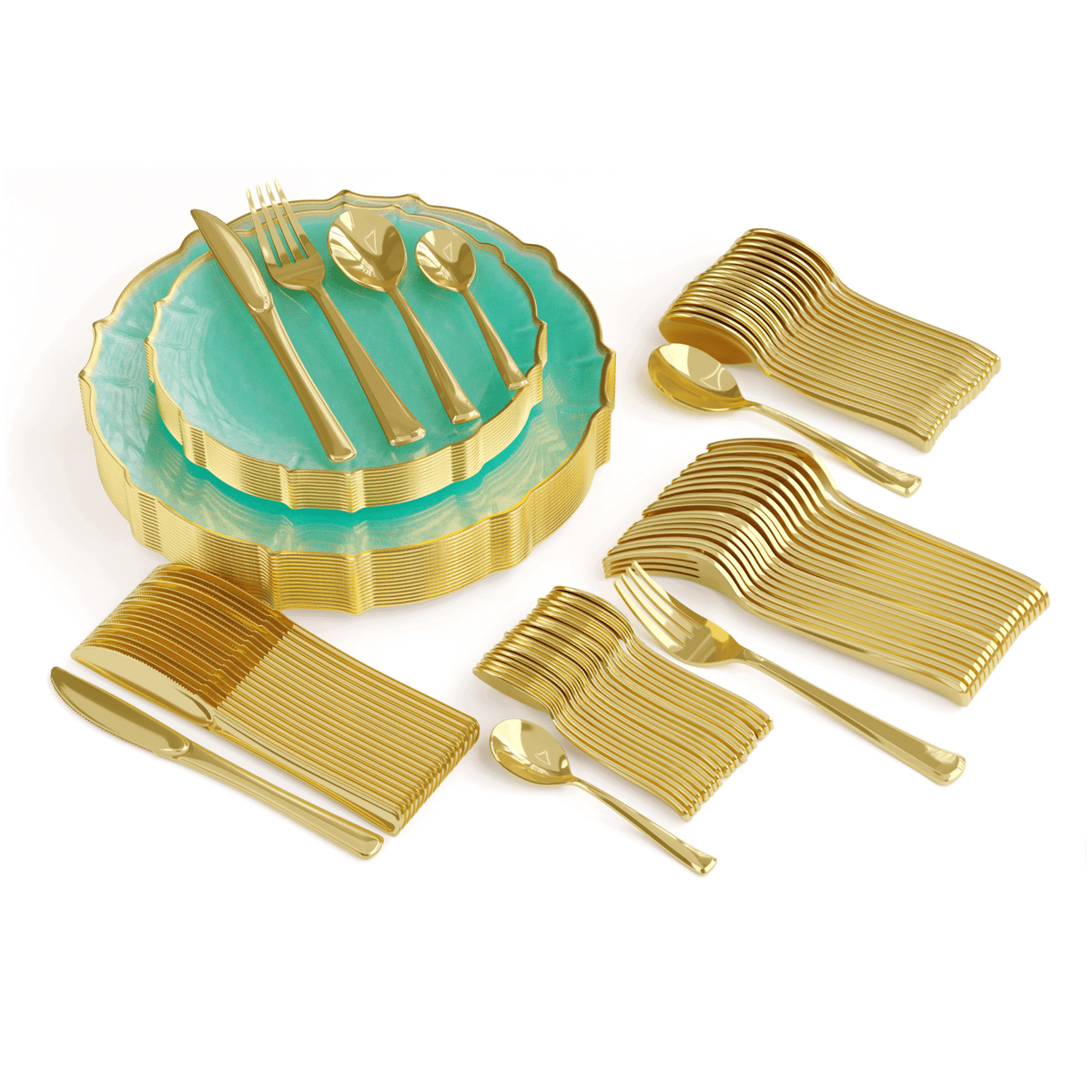 420 Piece Mint/Gold Petal Combo Set | Serves 60 Guests – Shluchim Supplies