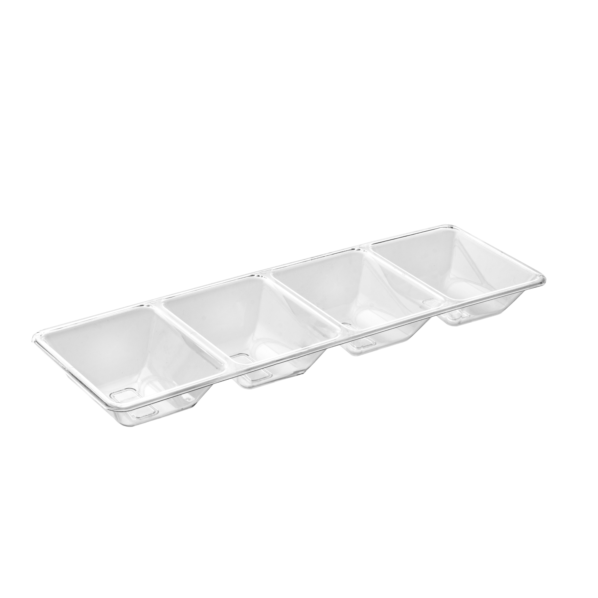 7" x 16" | Clear 4 Compartment Plastic Tray | 48 Count
