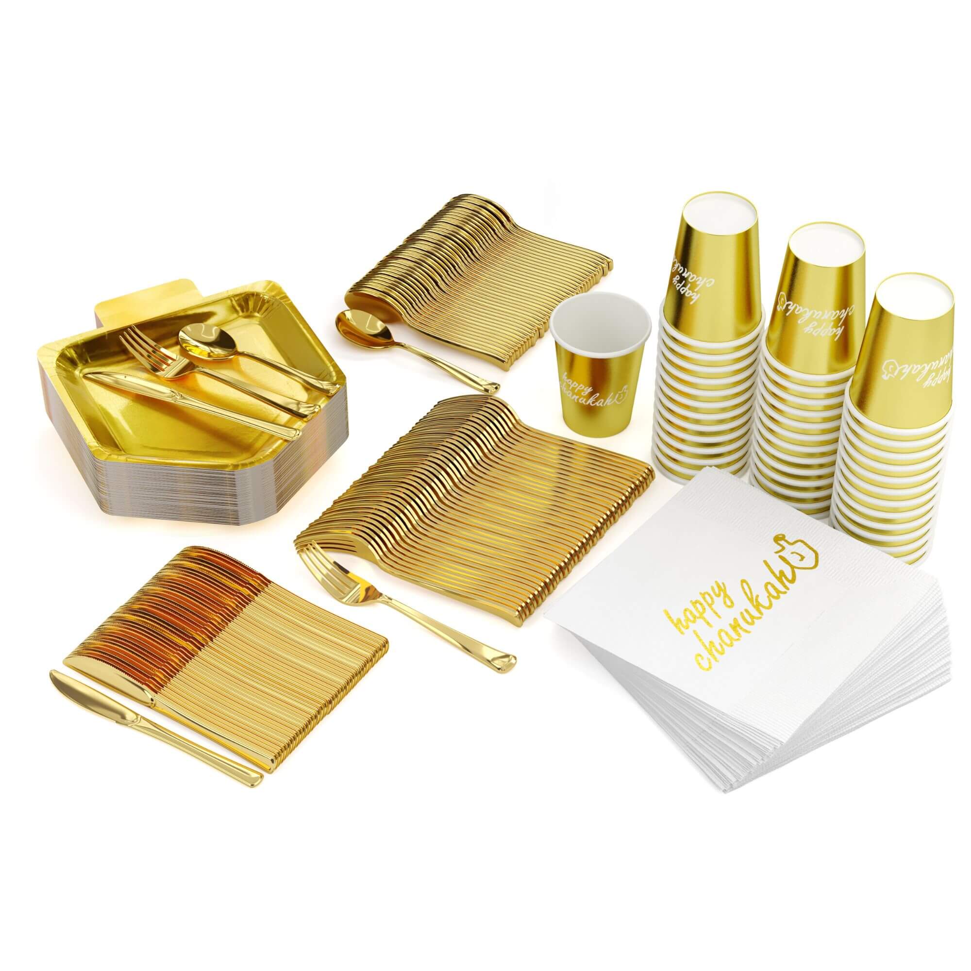 Service for 20 | Gold Dreidel Chanukah Combo Set