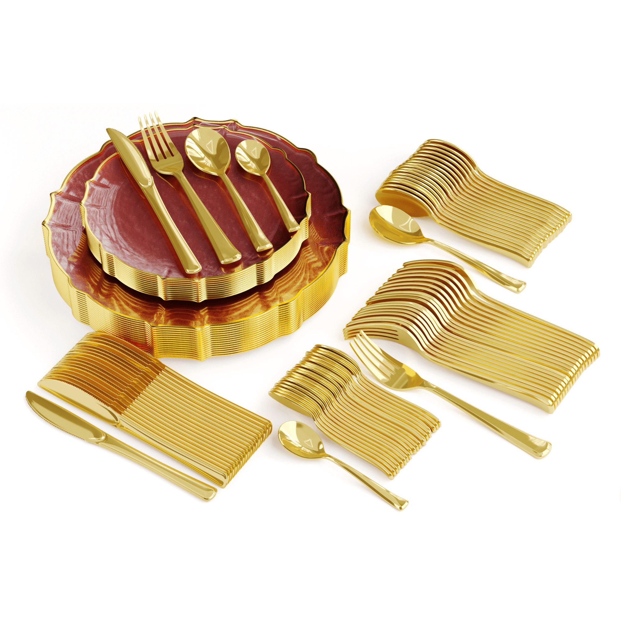 140 Piece Pink/Gold Petal Combo Set | Serves 20 Guests