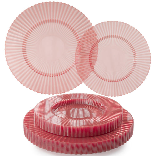 Rose Quartz Gemstone Essentials Set | Dinner & Salad Plates | Serves 120