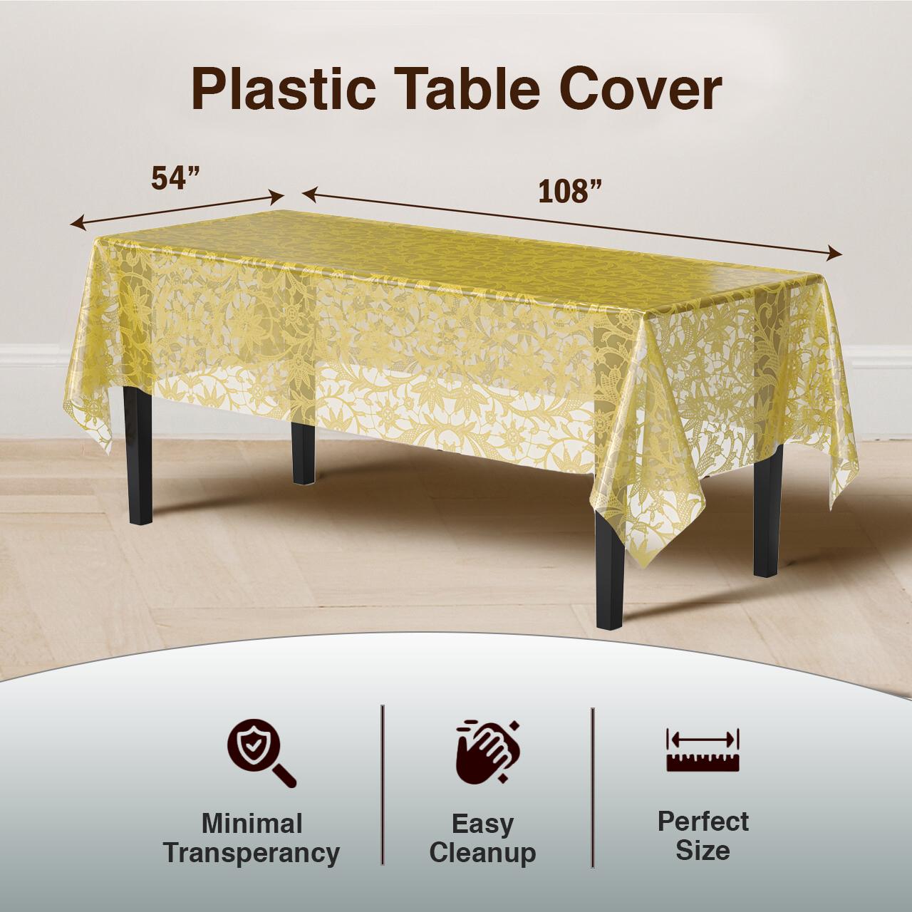 Premium Gold Lace Plastic Tablecloth | 12 Count