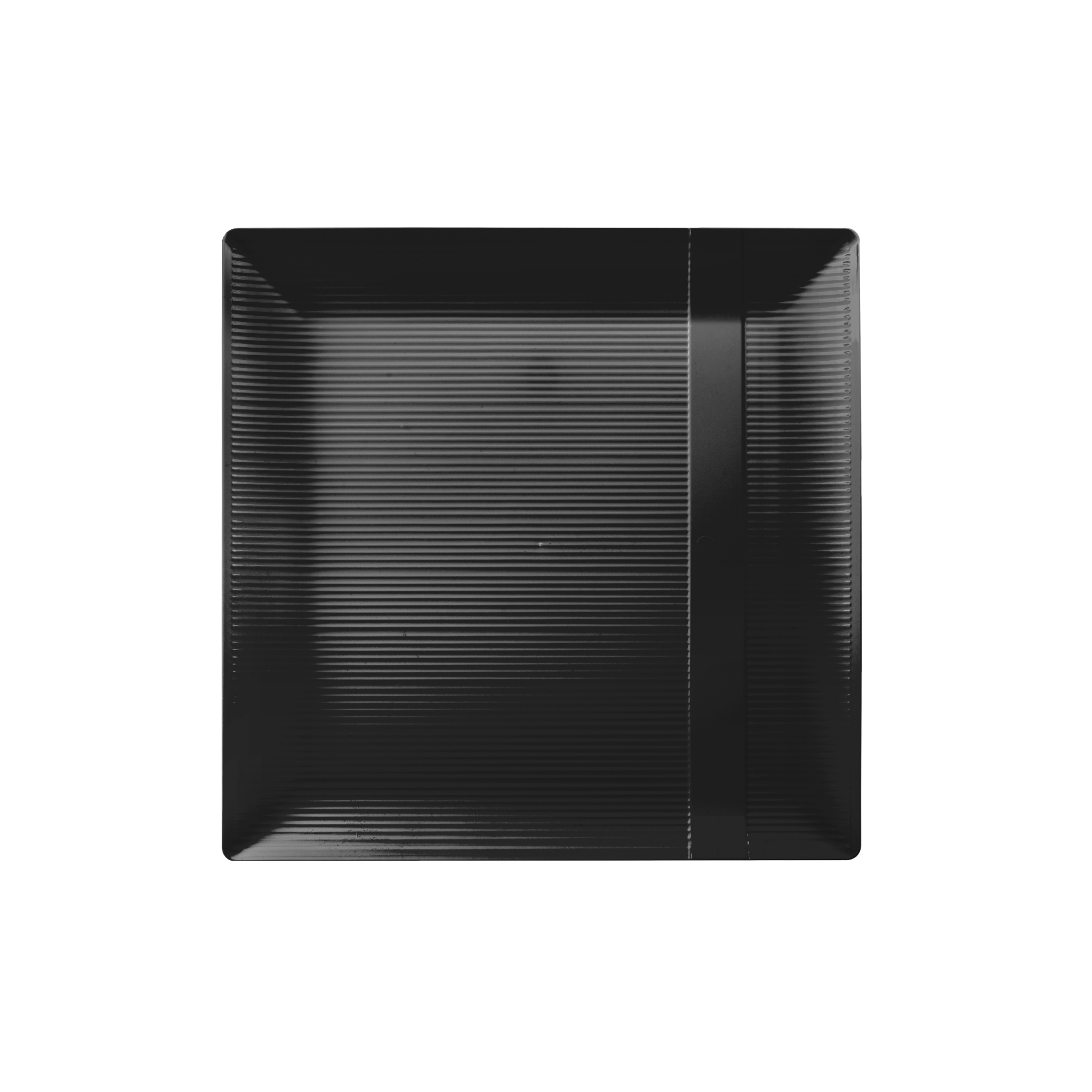 7.5" Zen Ridged Black Square Plastic Plates (120 Count)