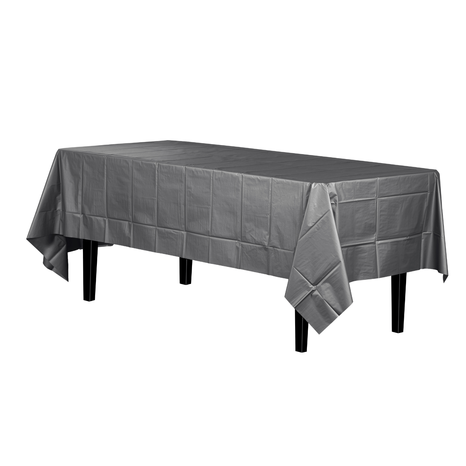 Silver Plastic Tablecloth | 48 Count