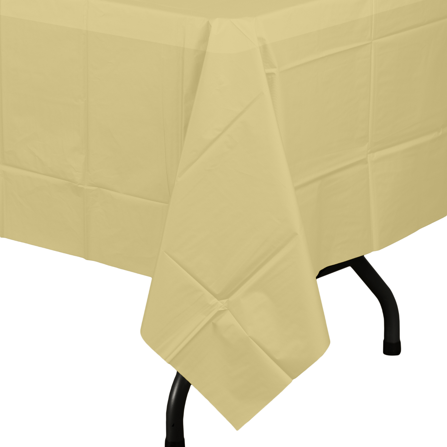 Premium Light Yellow Plastic Tablecloth | 96 Count