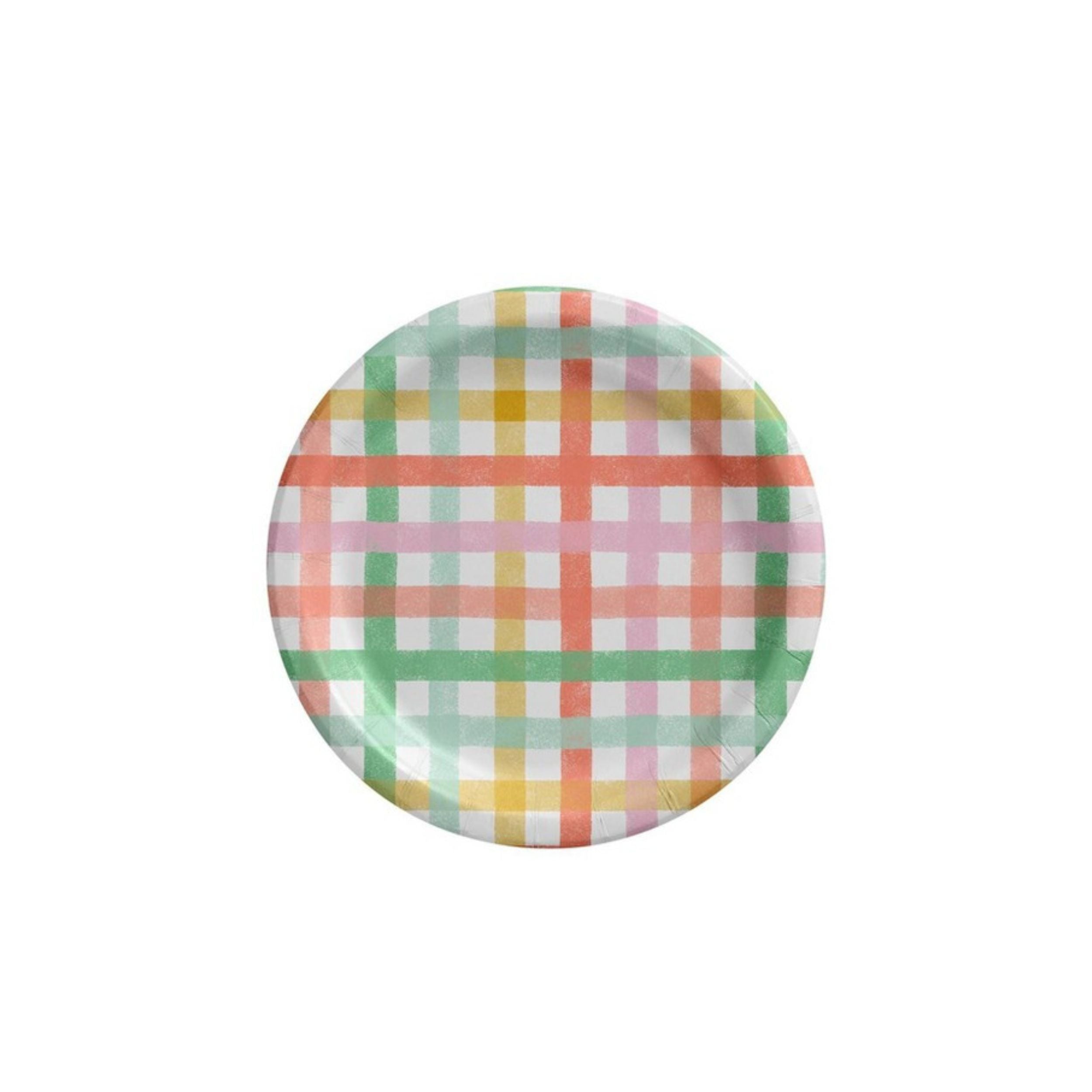 6.75 In. Colorful Gingham Paper Snack Plates | 480 Count