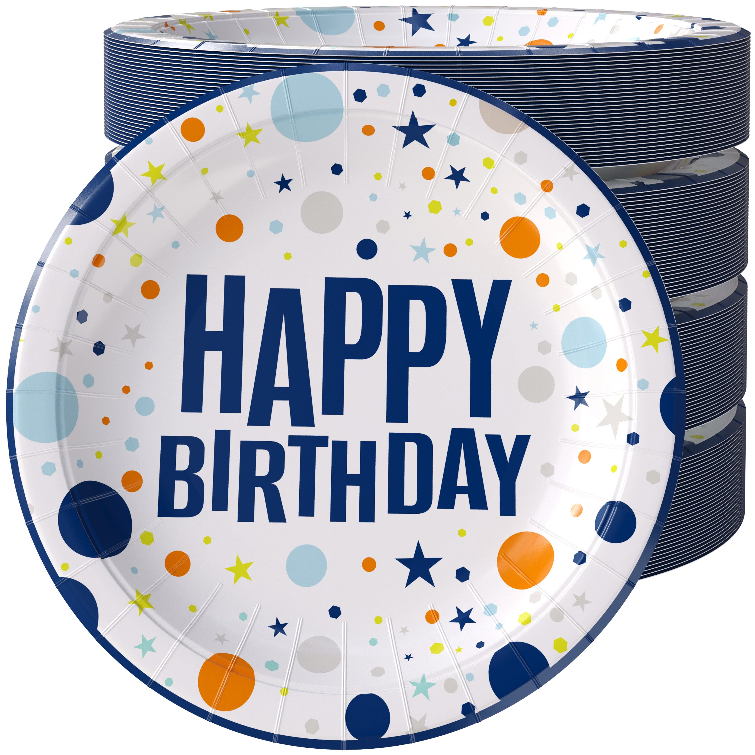 9 In. Birthday Print Paper Plates | 500 Count