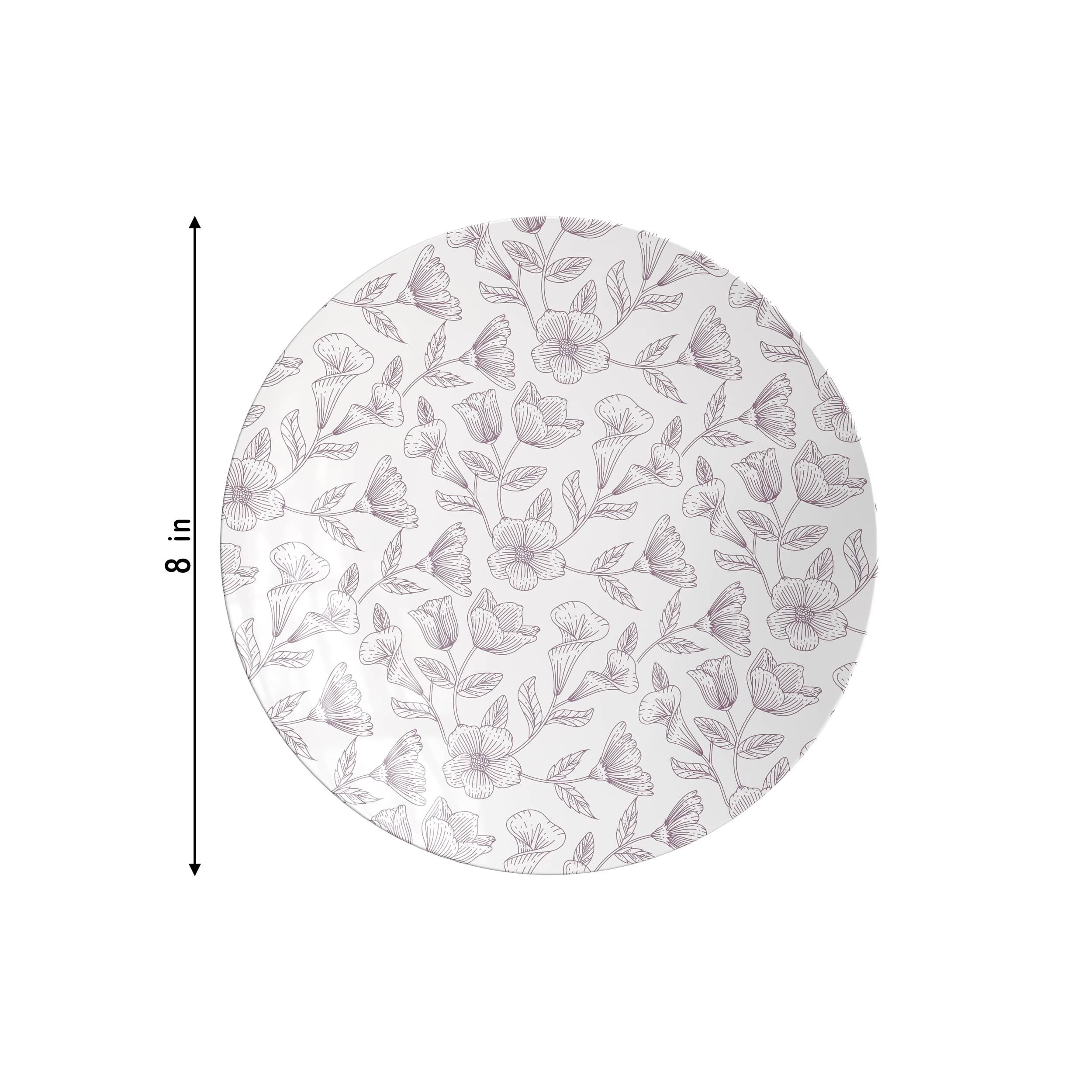 8 In. Blossom Circle Design Plastic Plates | 120 Count