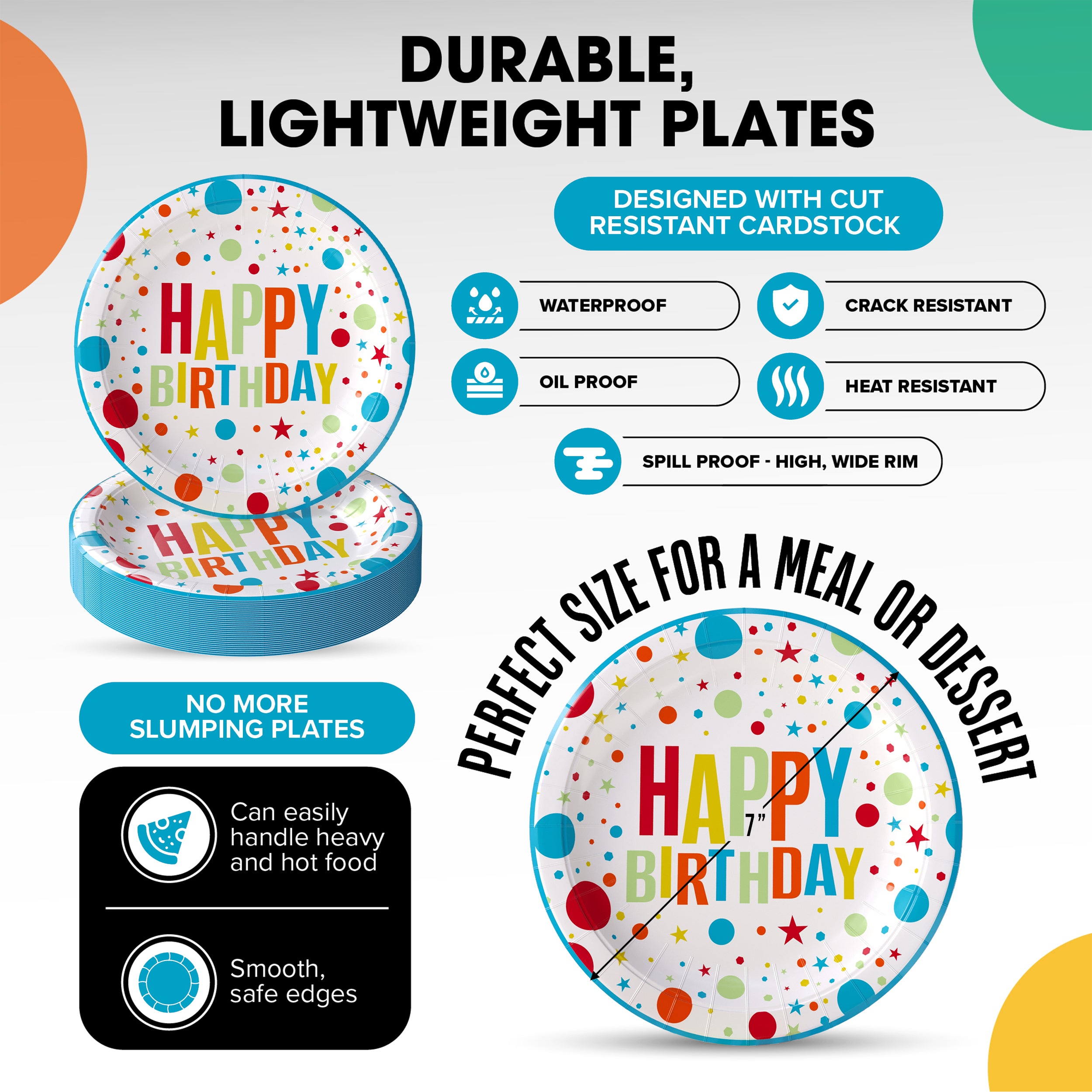 7 In. Birthday Print Paper Plates | 500 Count