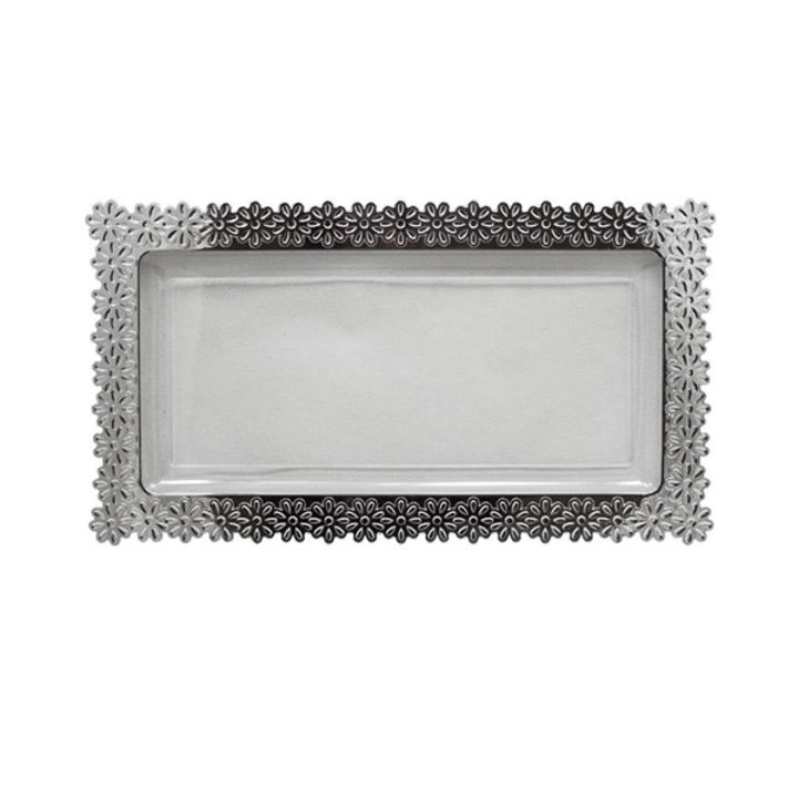 6" x 14" | Silver Edged Plastic Flower Tray | 48 Count