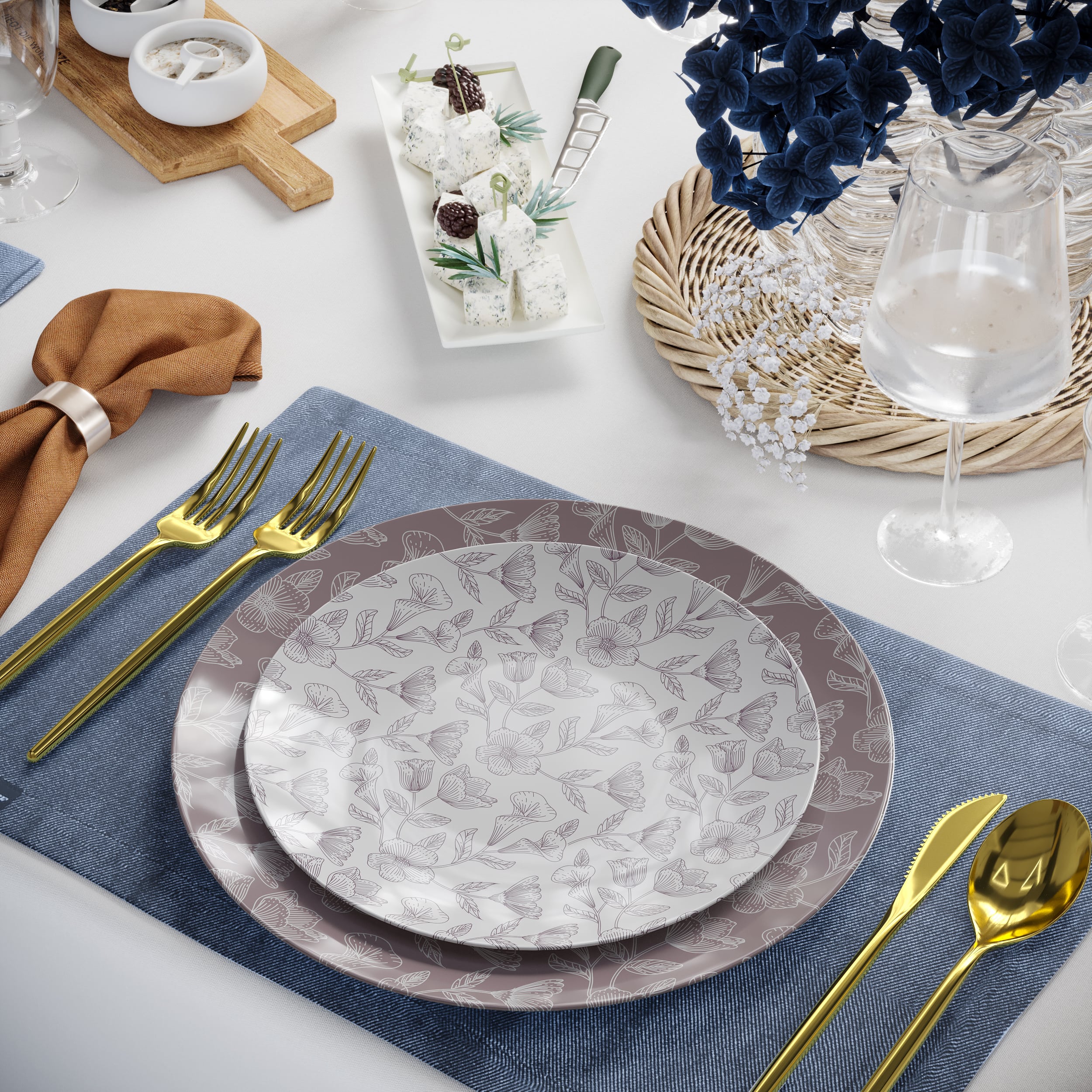 8 In. Blossom Circle Design Plastic Plates | 120 Count