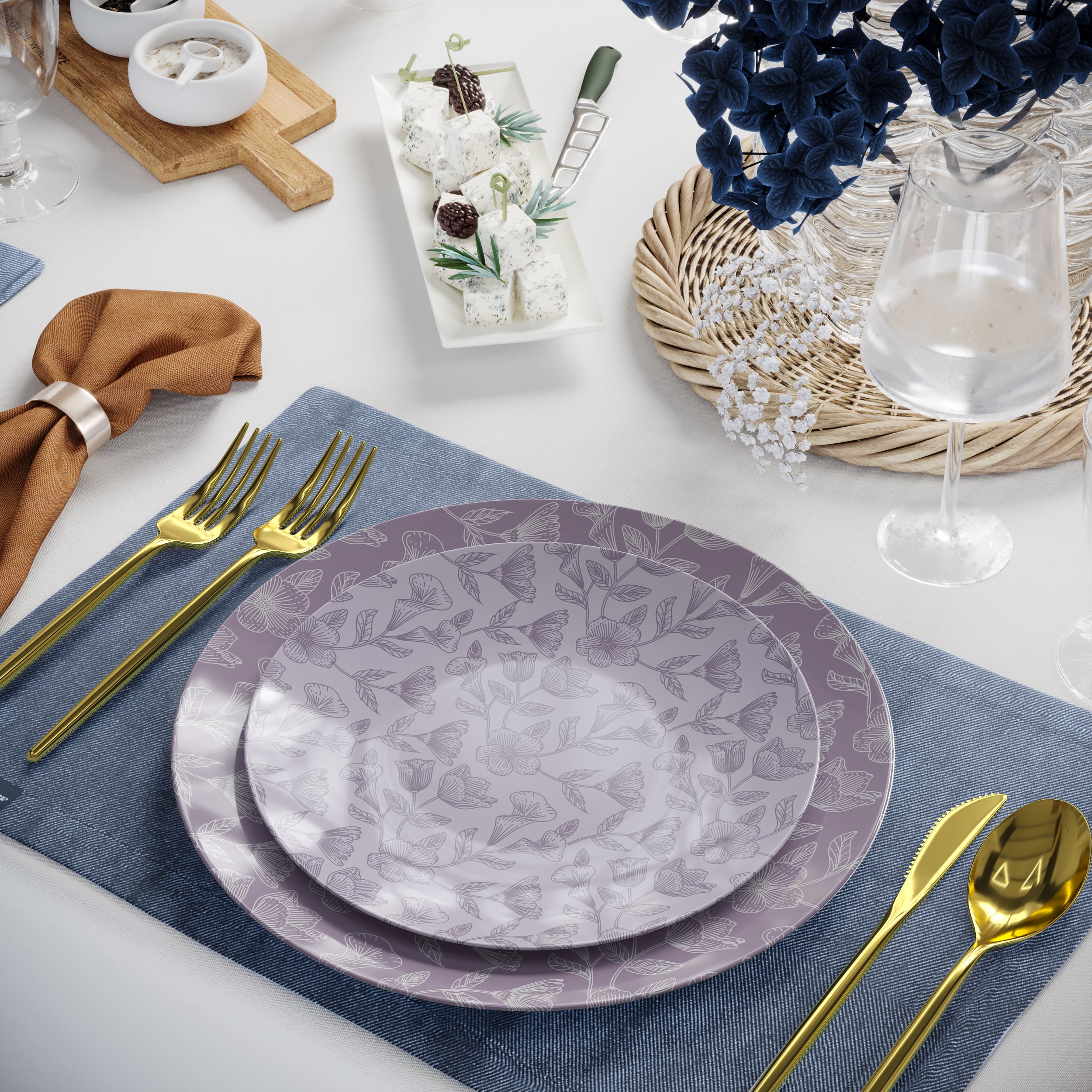 8 In. Blossom Circle Design Plastic Plates | 120 Count