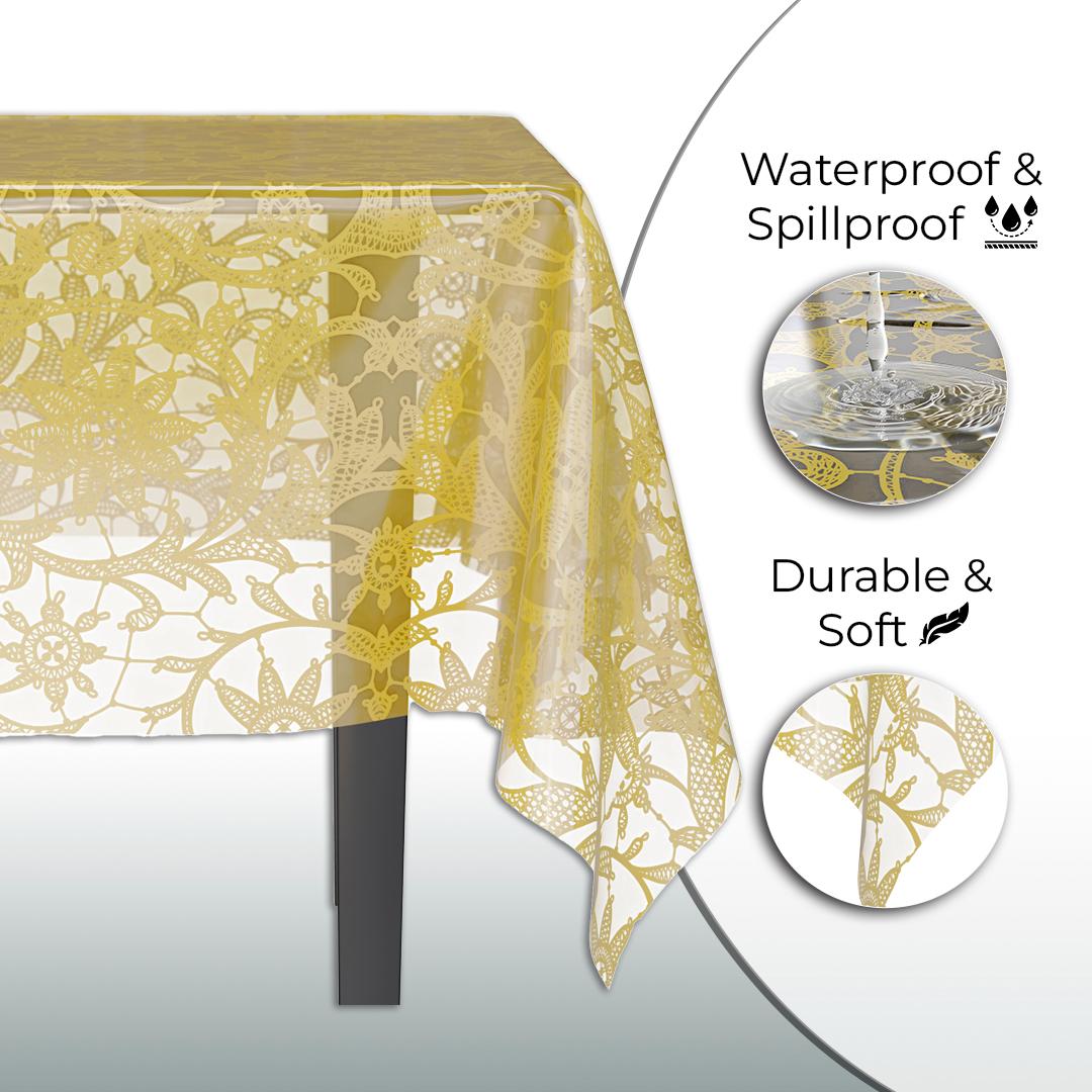 Premium Gold Lace Plastic Tablecloth | 12 Count