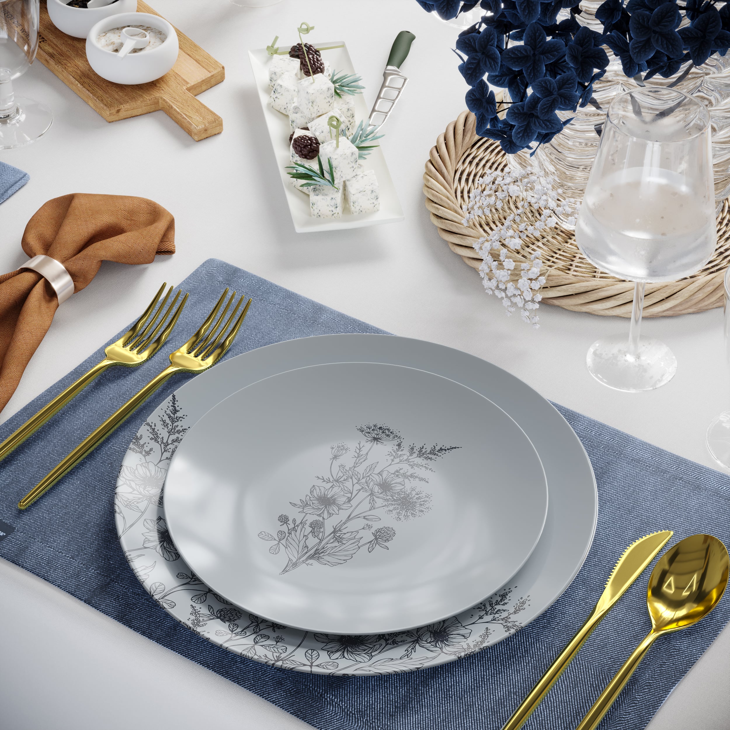 8 In. Dandelion Bloom Design Plastic Plates | 120 Count