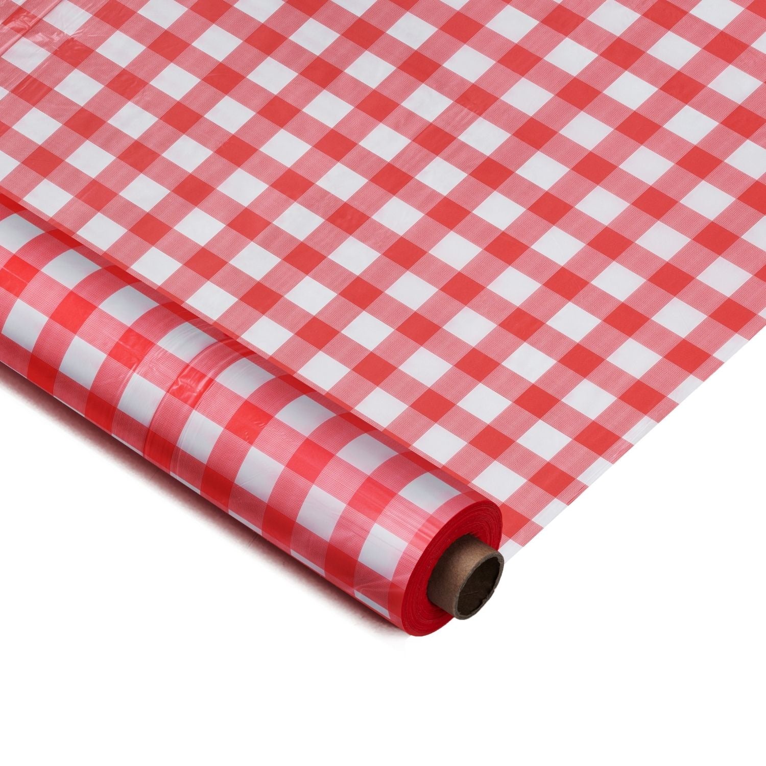 40 In. X 100 Ft. Premium Red Gingham Plastic Table Roll | 6 Pack