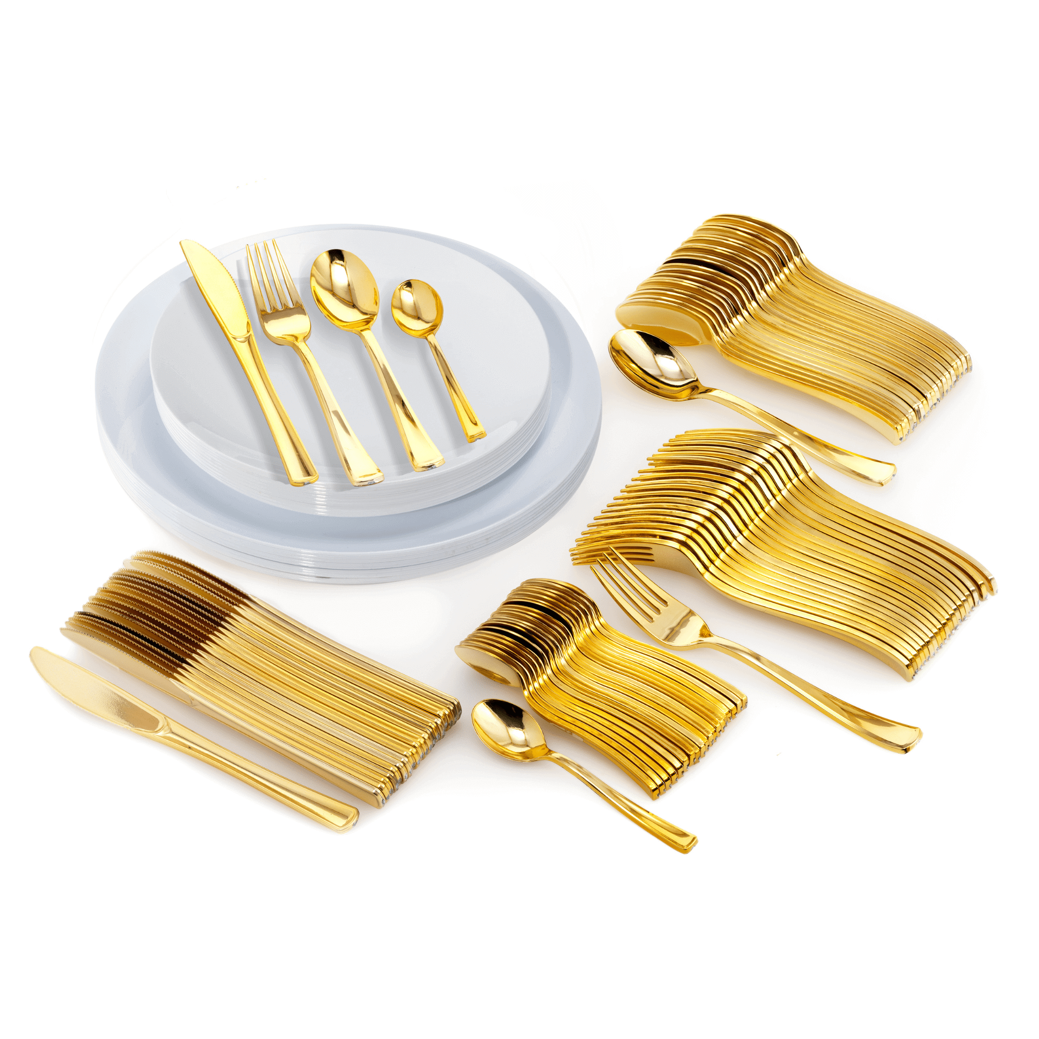 140 Piece White Combo Set | Serves 20 Guests