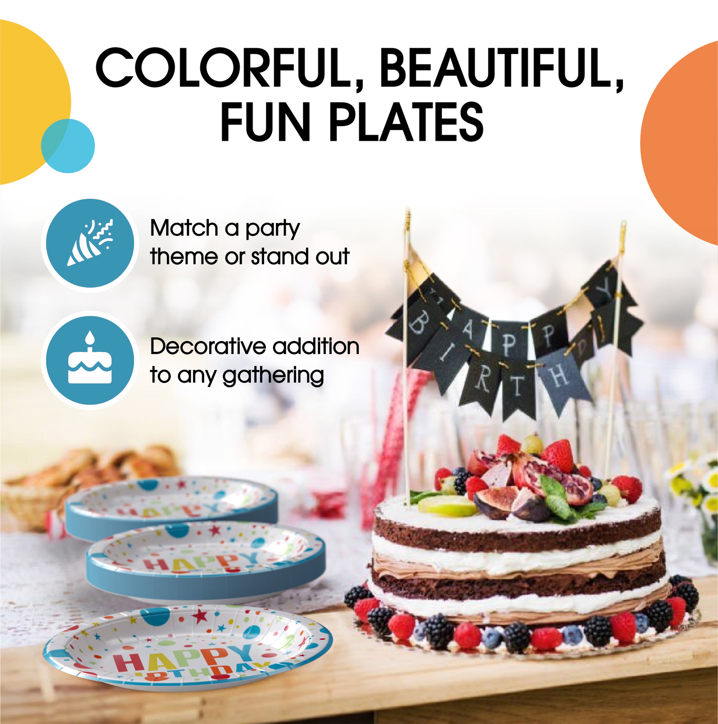 9 In. Blue Birthday Print Paper Plates | 500 Count