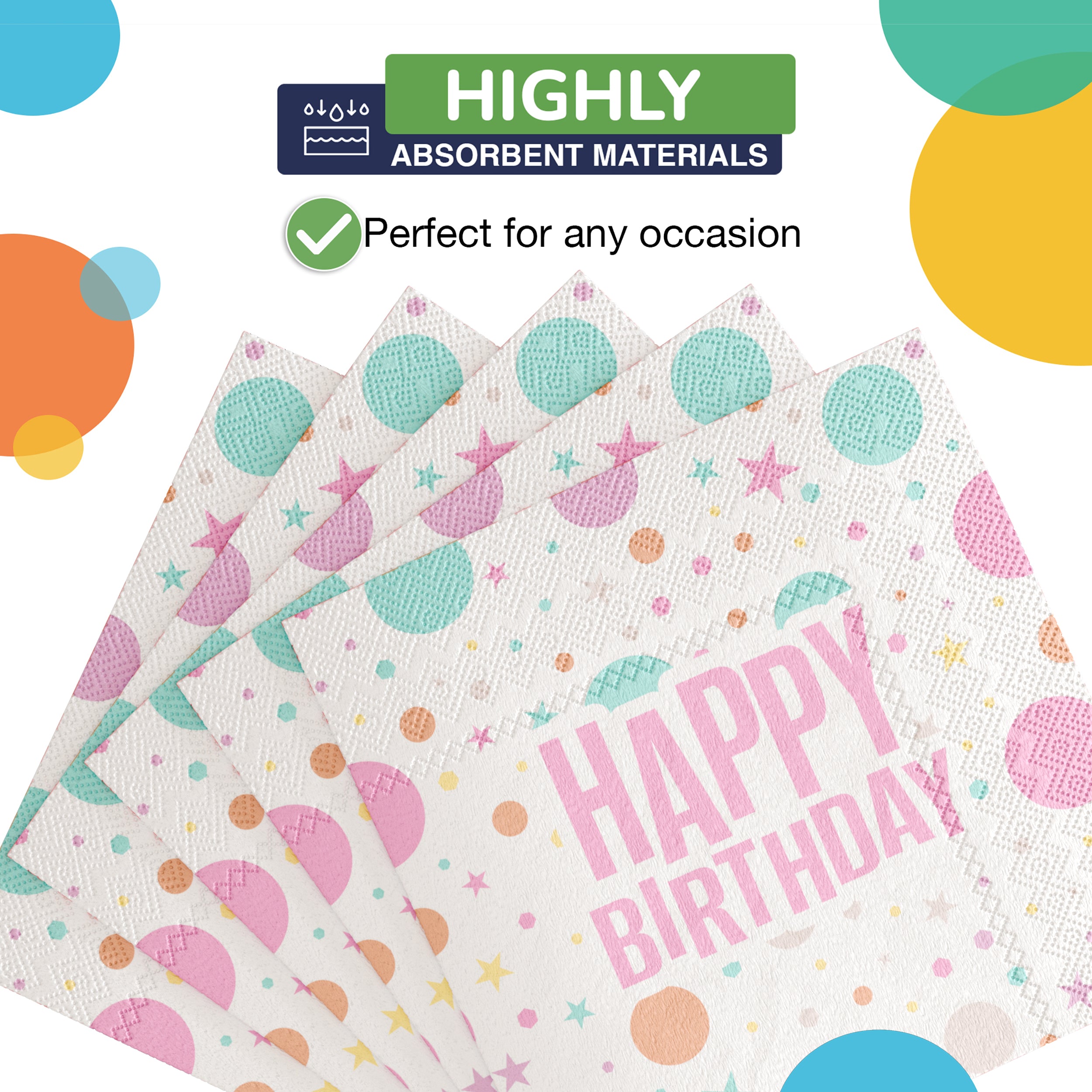 Pink Birthday Print Luncheon Napkins | 300 Count