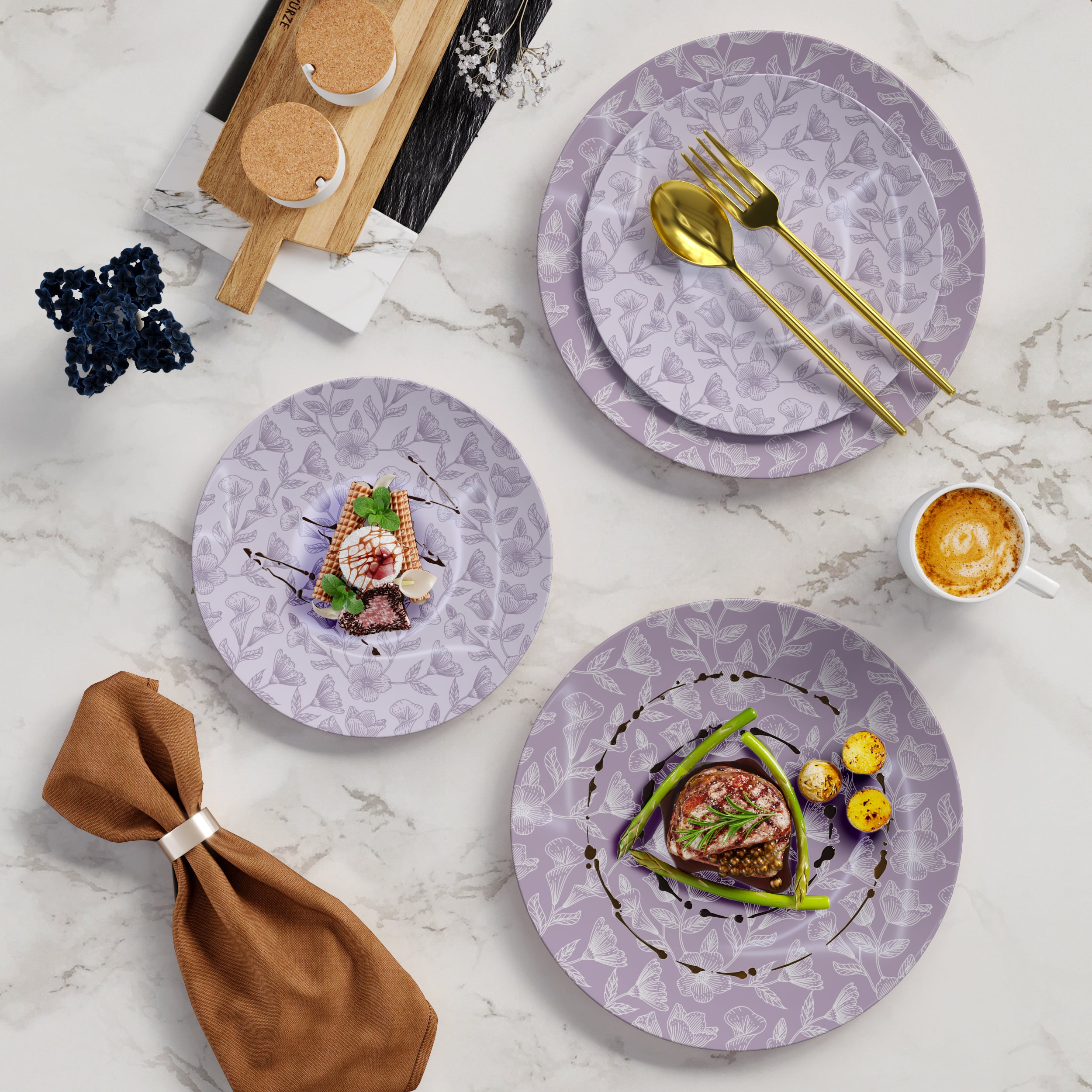 8 In. Blossom Circle Design Plastic Plates | 120 Count