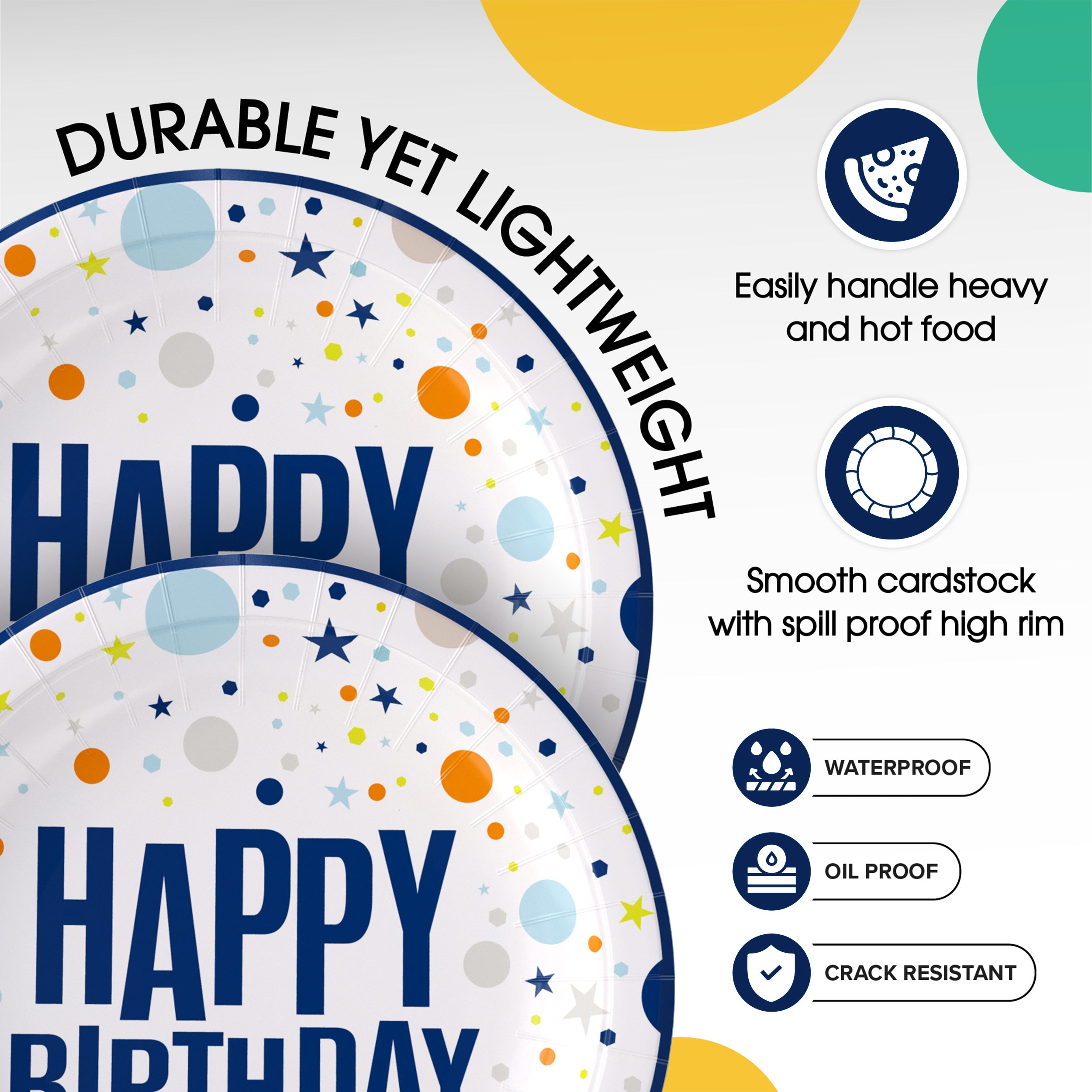 7 In. Blue Birthday Print Paper Plates | 500 Count