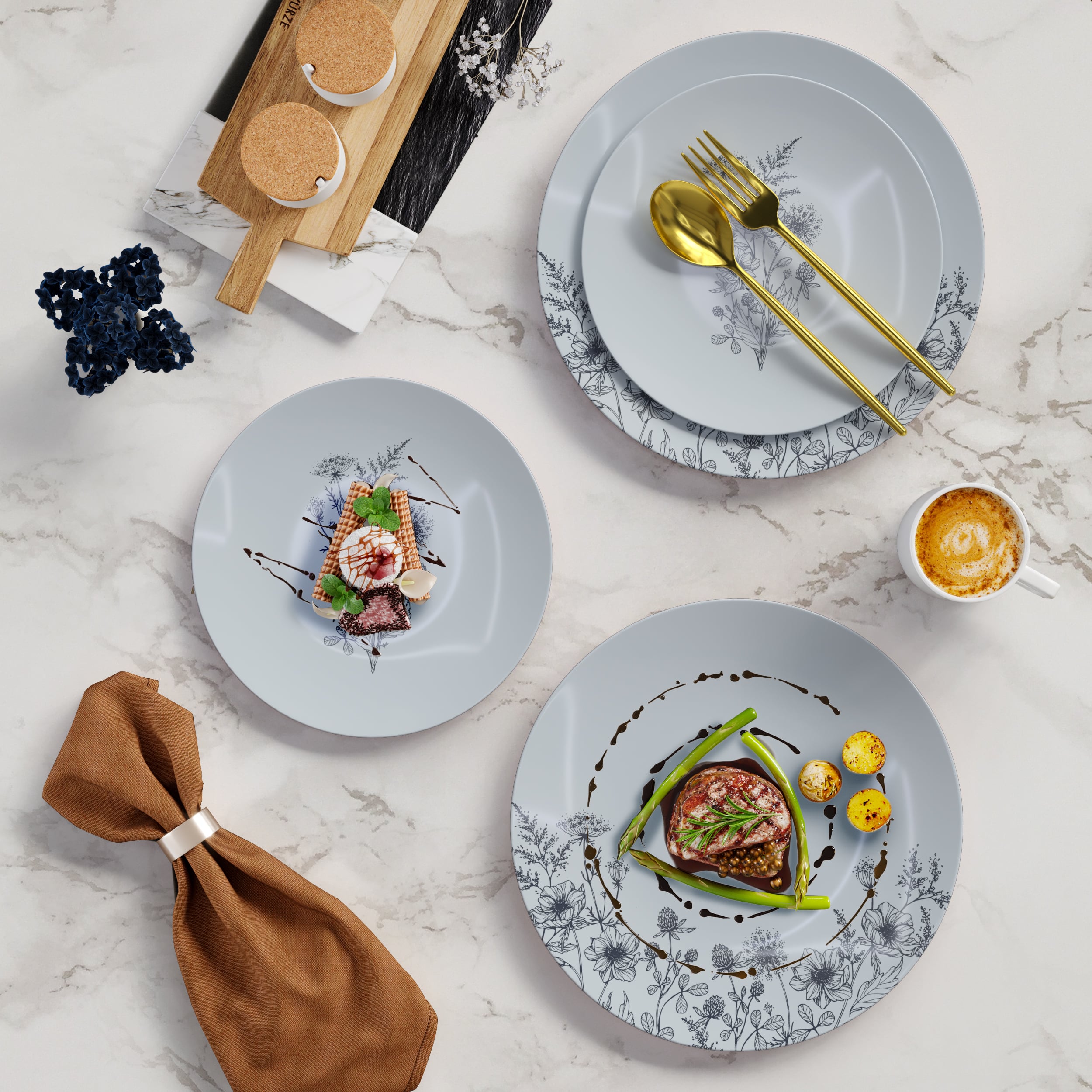 8 In. Dandelion Bloom Design Plastic Plates | 120 Count