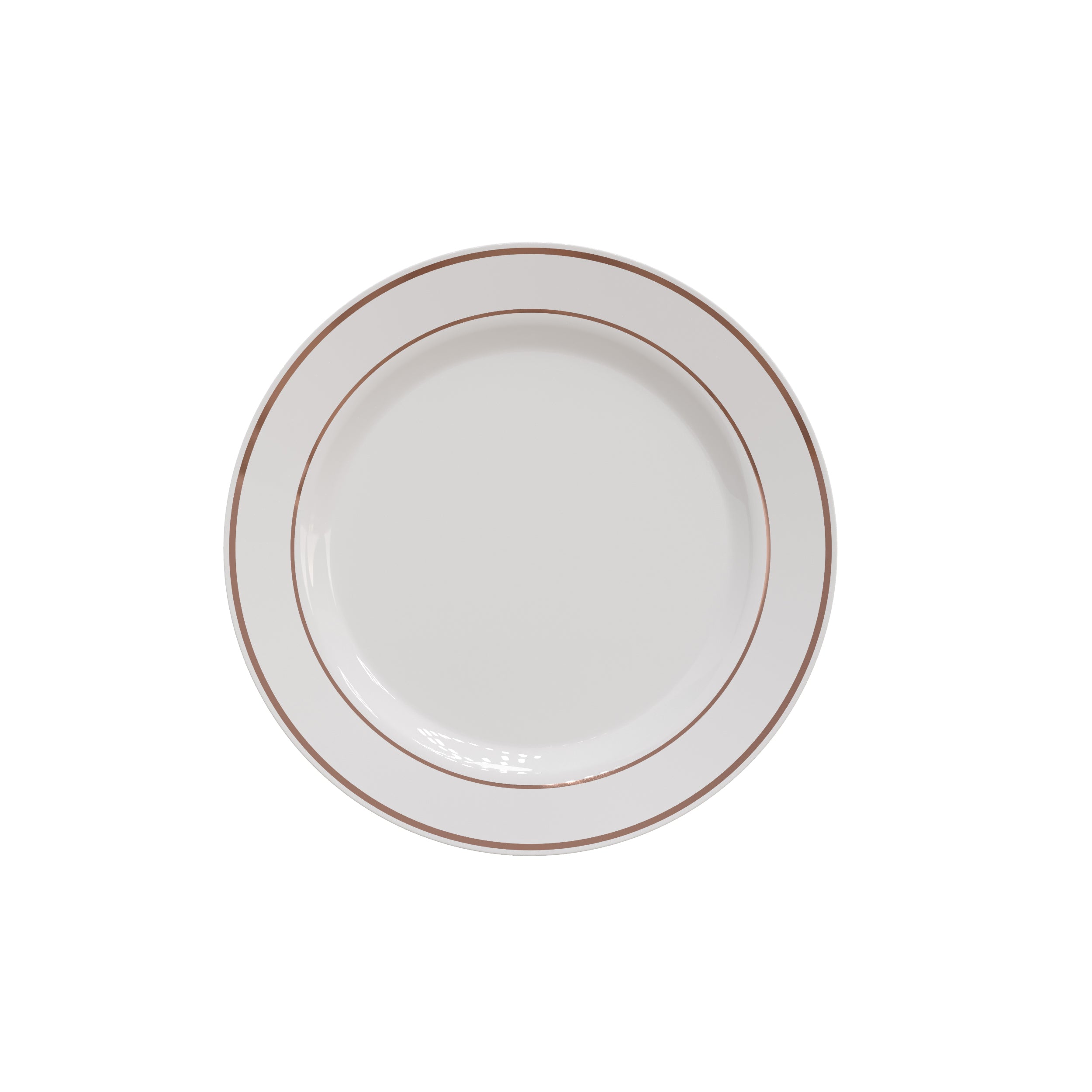7.5 In. White/Rose Gold Line Design Plates | 240 Count