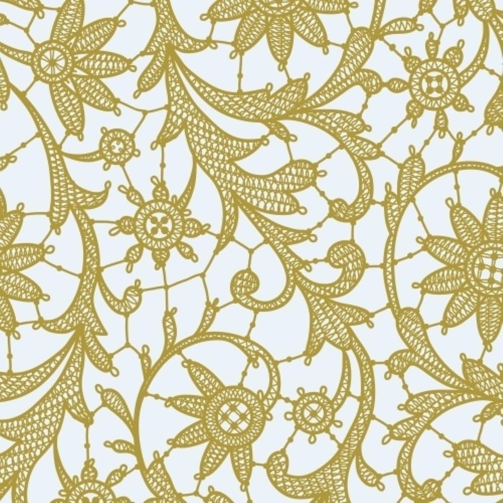 Gold Lace Printed Round Plastic Tablecloth | 48 Count