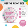 9 In. Pink Birthday Print Paper Plates | 500 Count