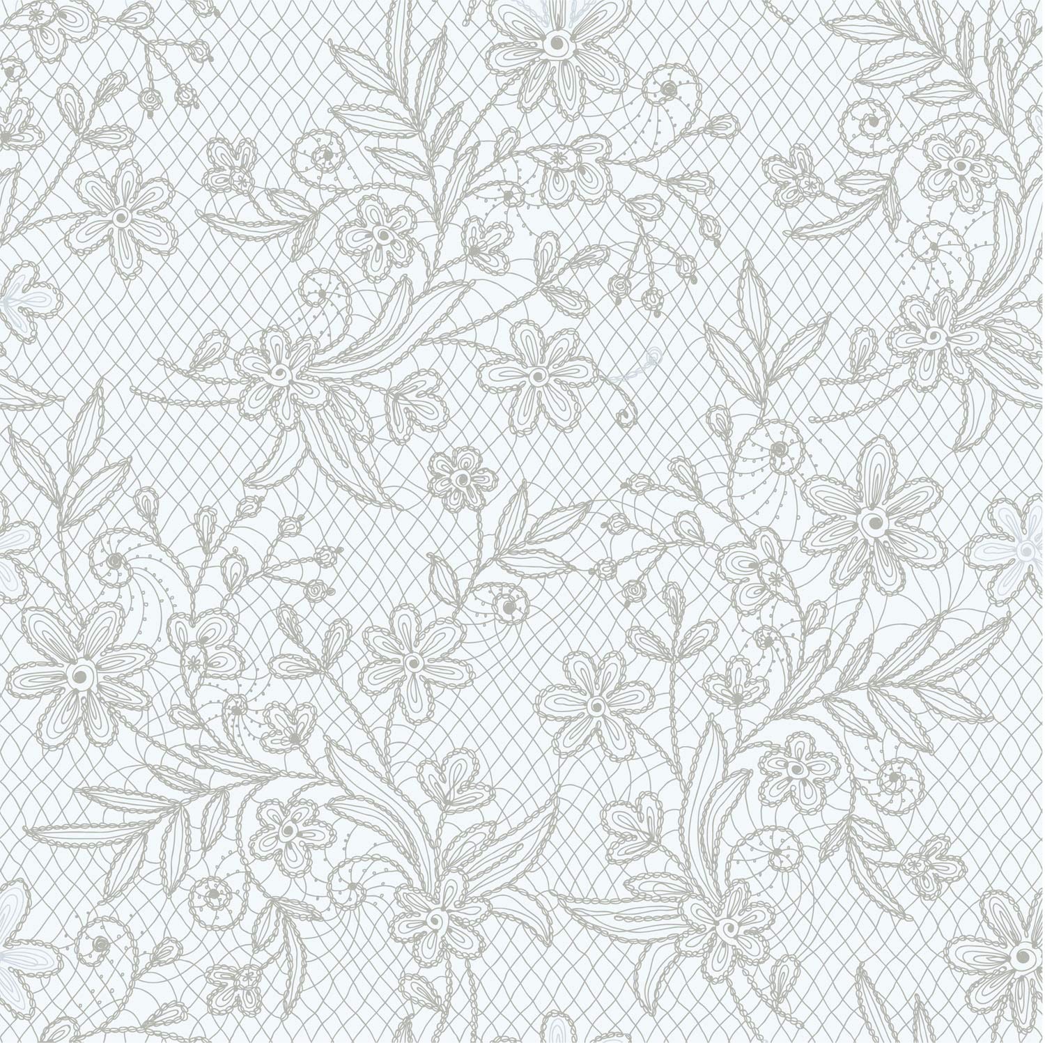 Silver Floral Printed Plastic Tablecloth | 48 Count