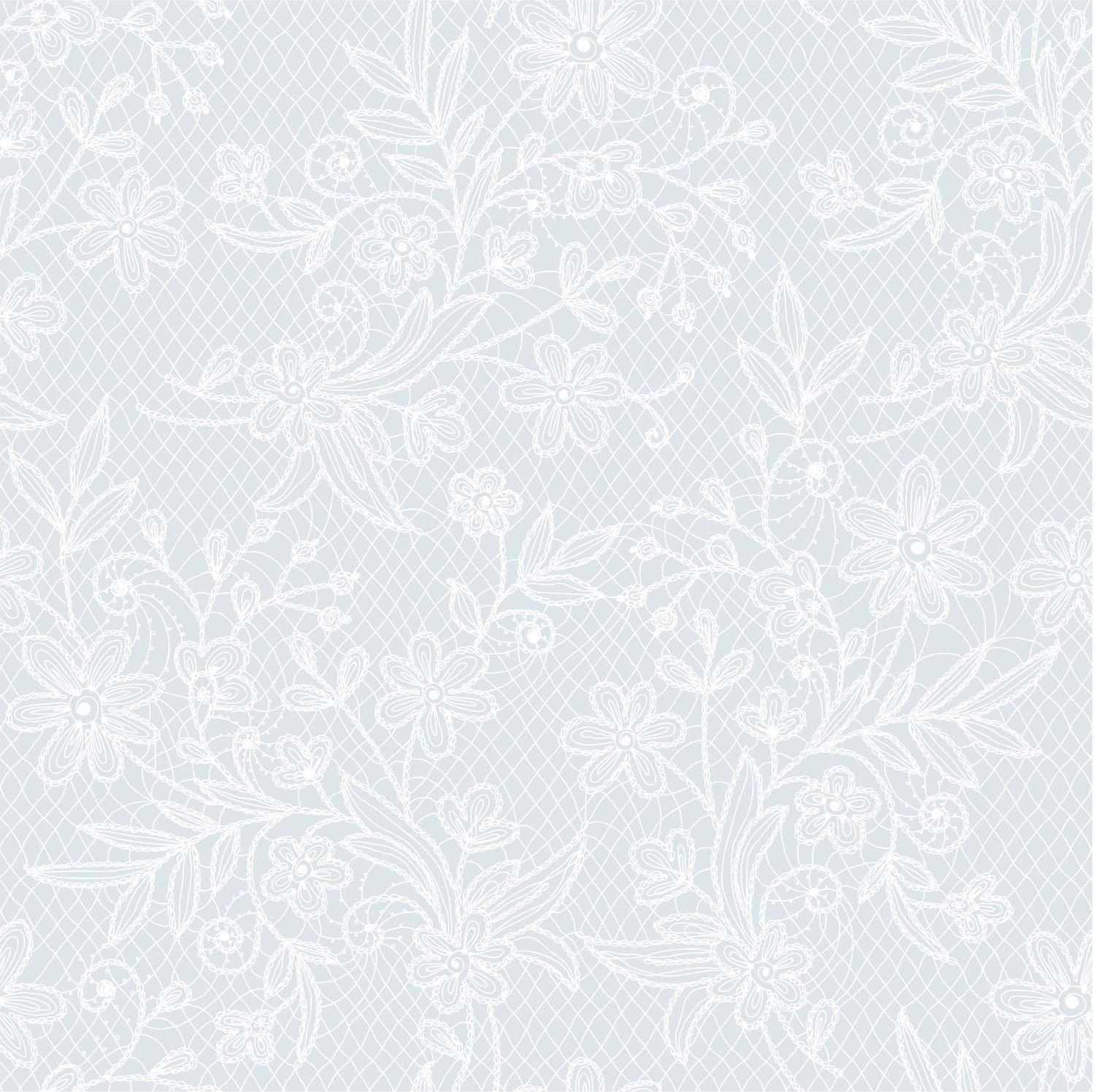 White Floral Printed Plastic Tablecloth | 48 Count