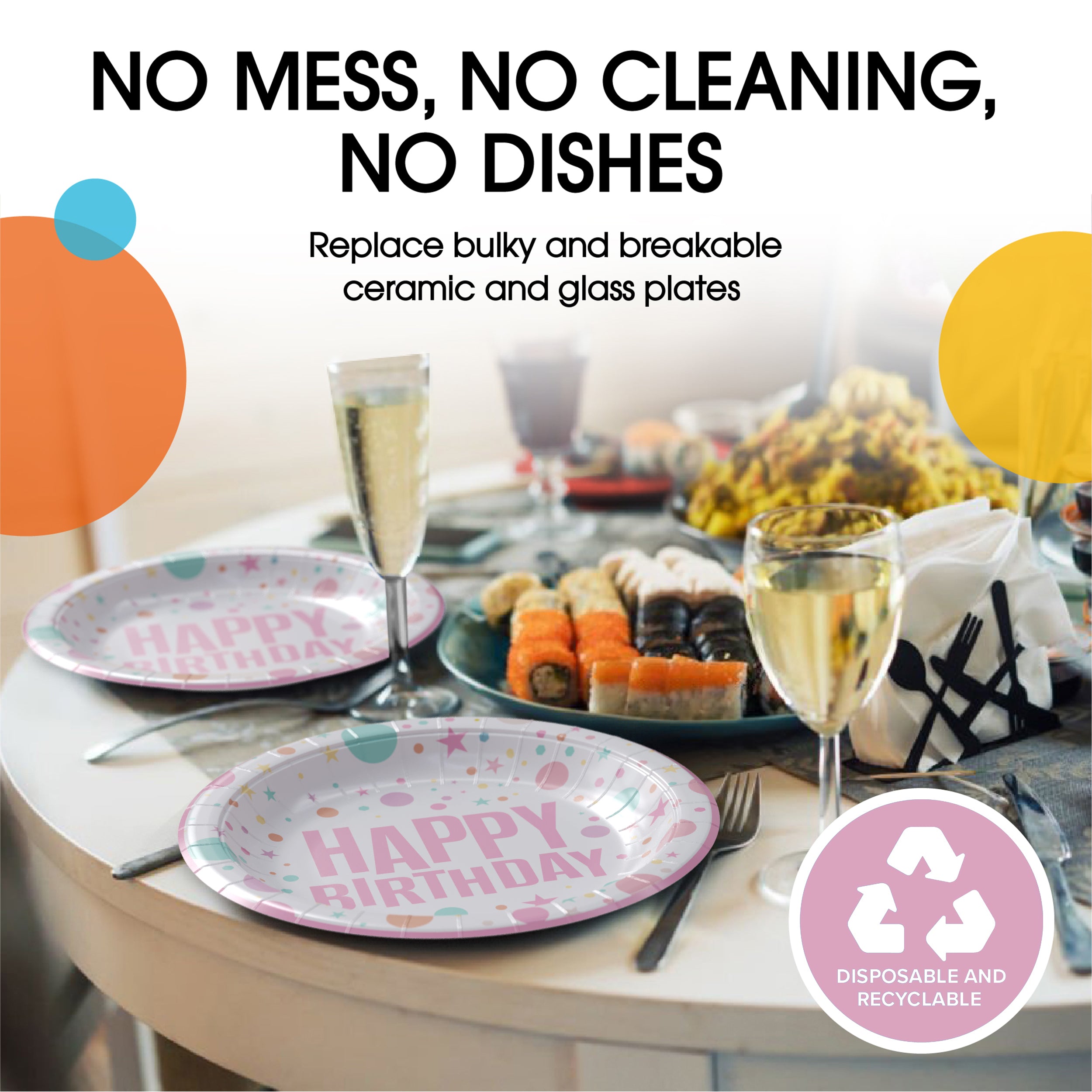 9 In. Pink Birthday Print Paper Plates | 500 Count