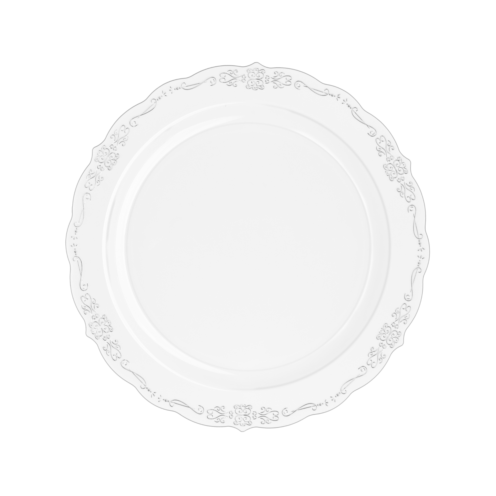 9" Clear Victorian Design Plastic Plates (120 Count)