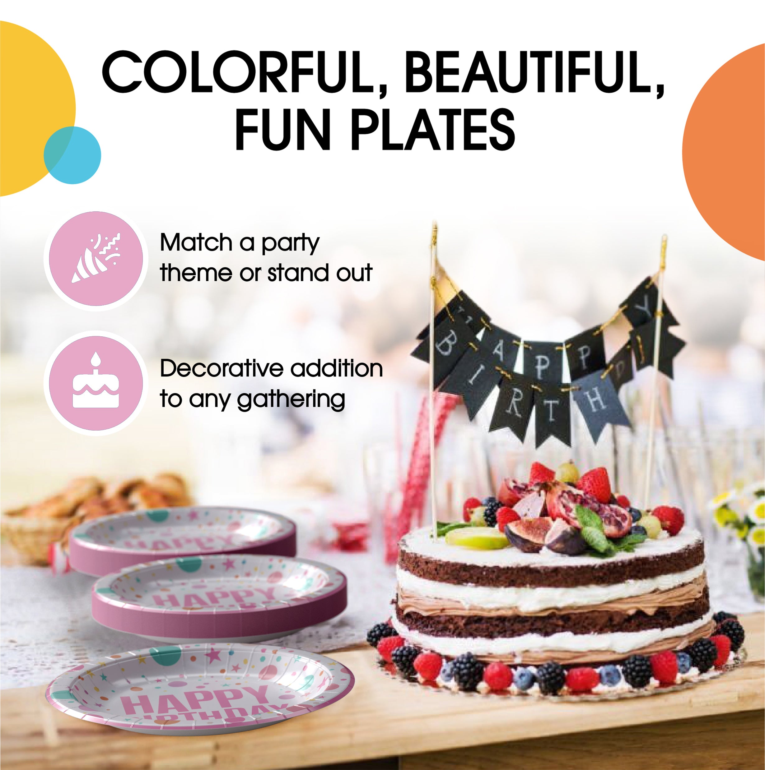 9 In. Pink Birthday Print Paper Plates | 500 Count