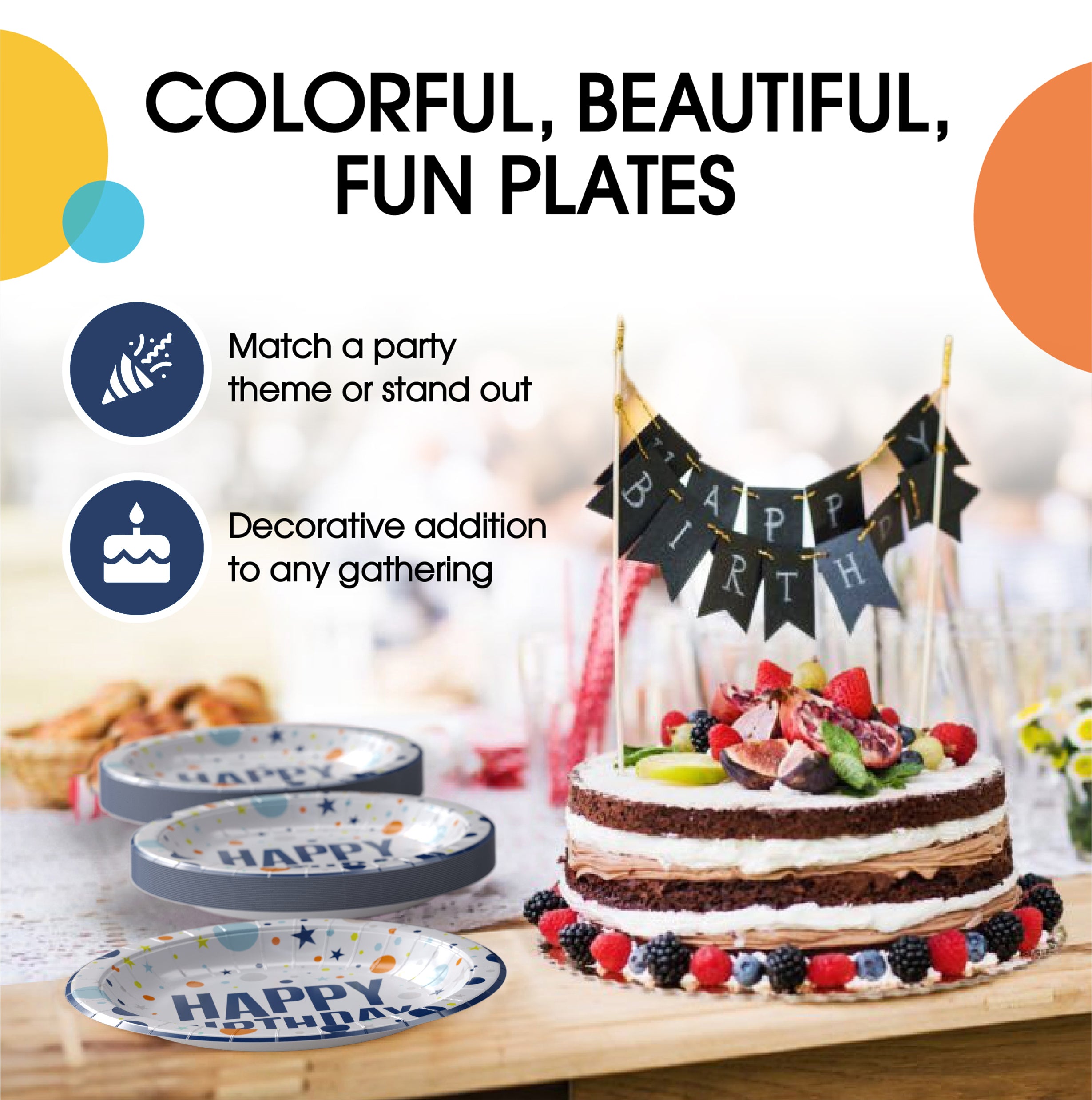 9 In. Birthday Print Paper Plates | 500 Count