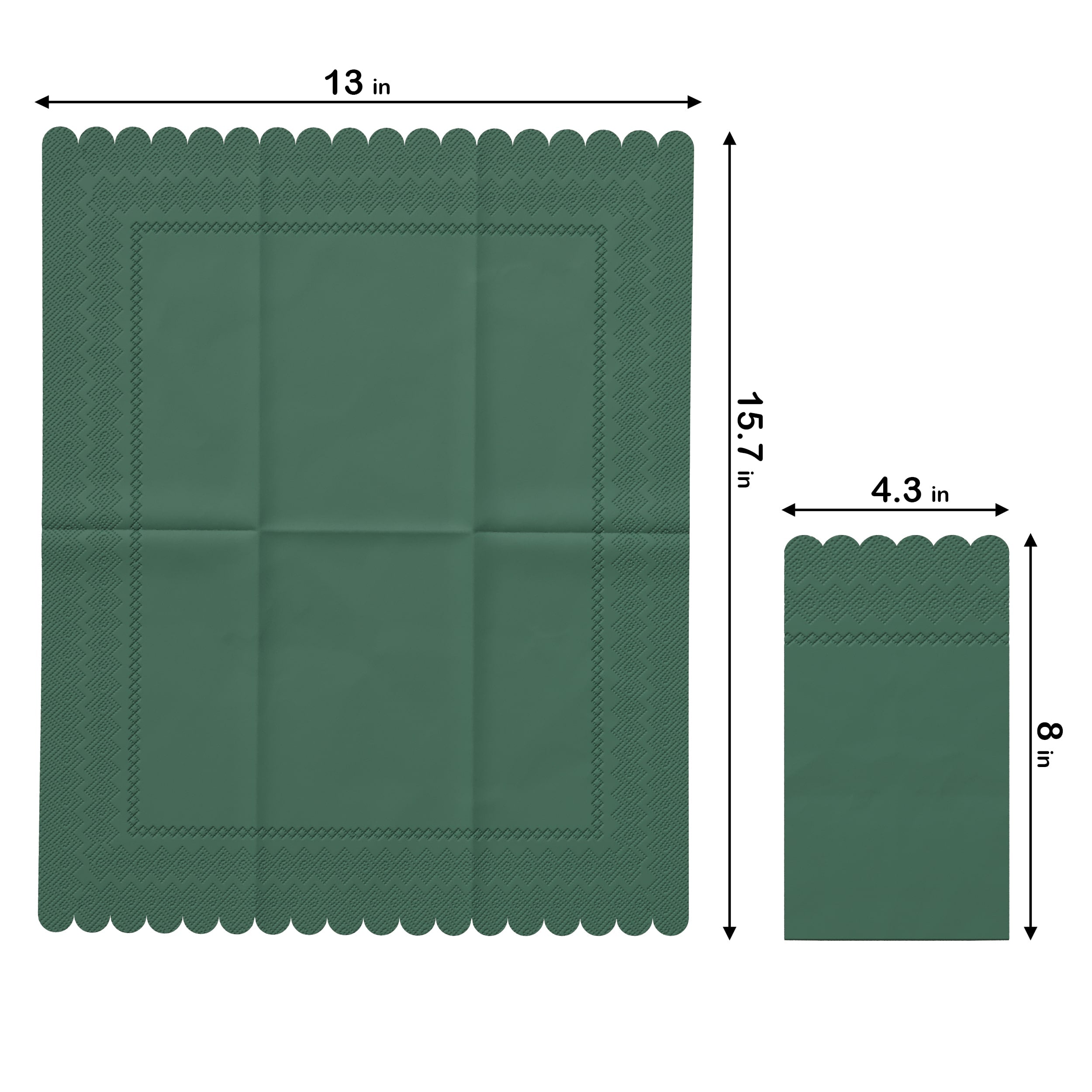 3 Ply Cypress Green Scalloped Dinner Napkins | 800 Count