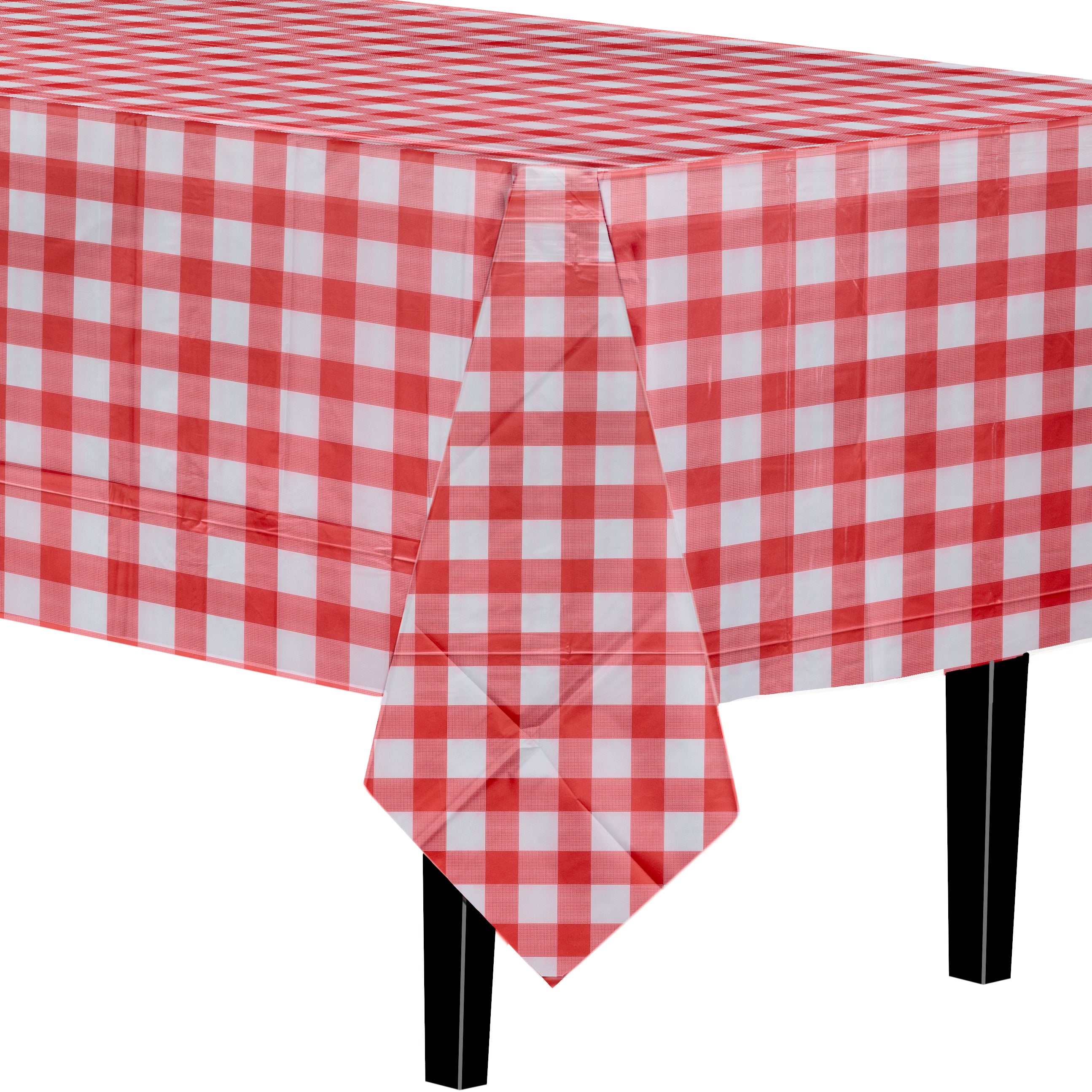 Red Gingham Plastic Table Cloth | 48 Count