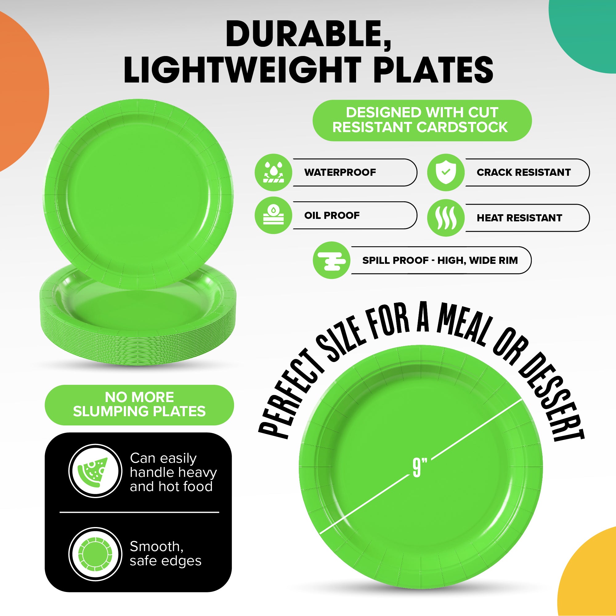 9 In. Lime Paper Plates - 500 Ct.