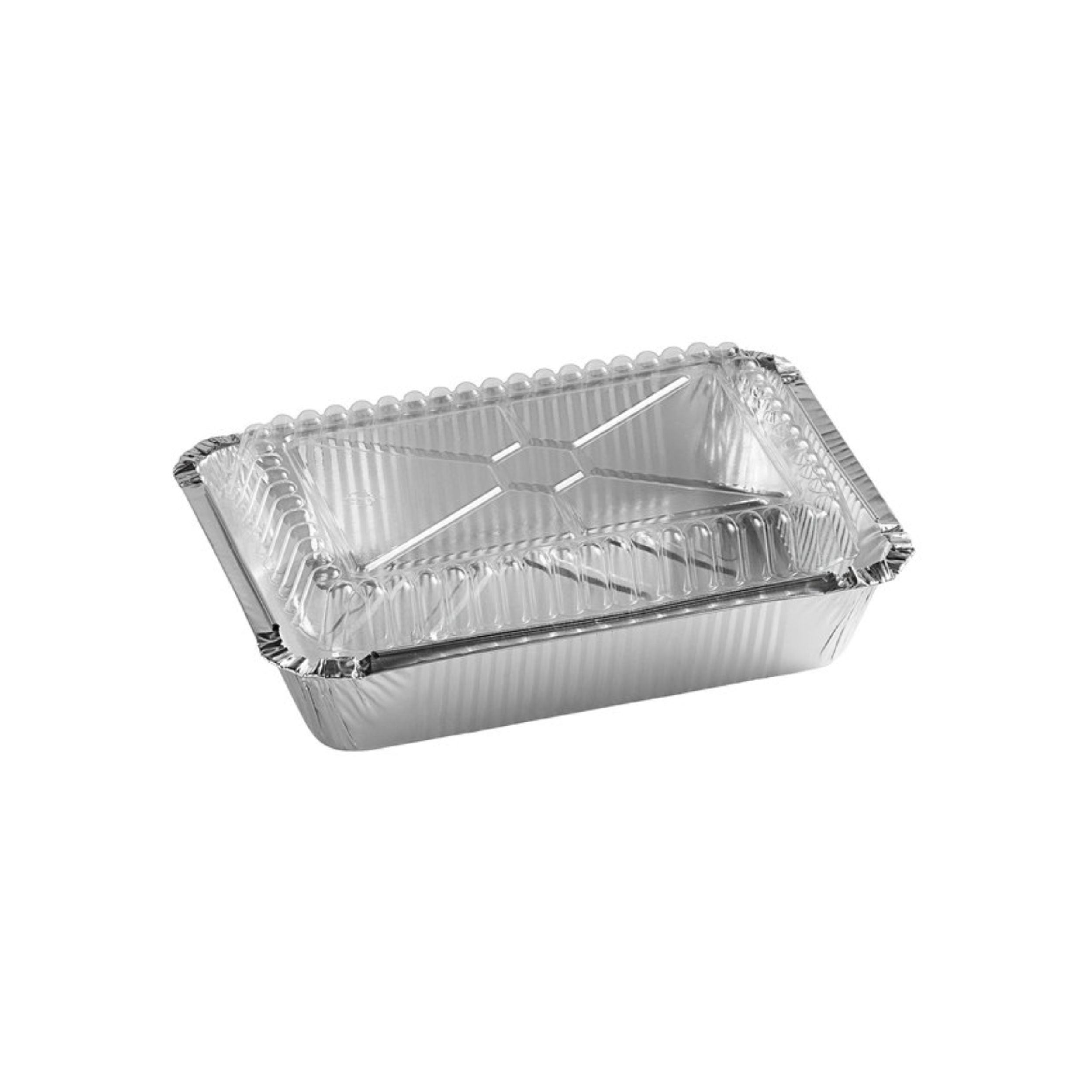 2 1/4 Lb. Oblong Foil Pans & Dome Lids | 100 Sets