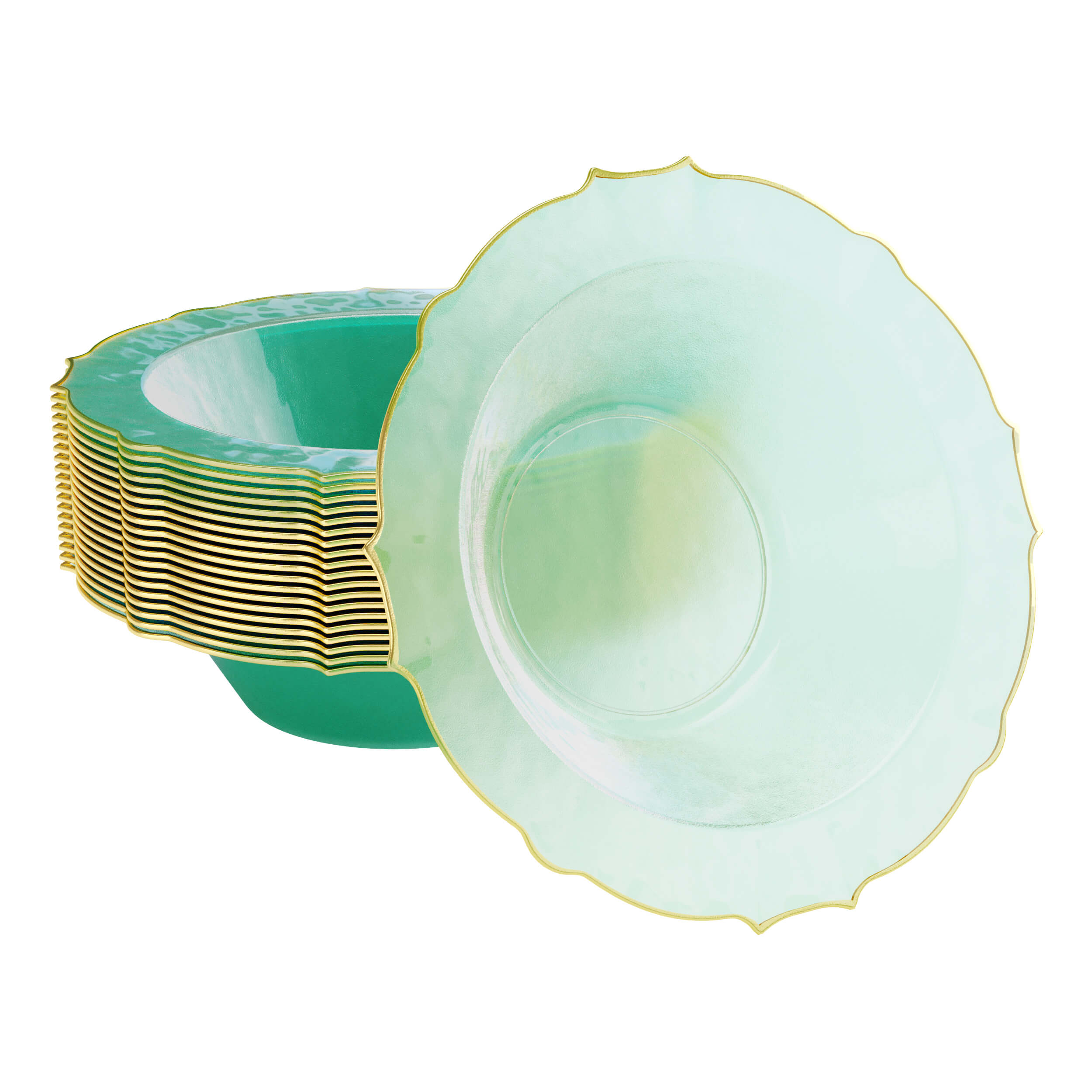 12 Oz. Mint/Gold Petal Plates | 120 Count