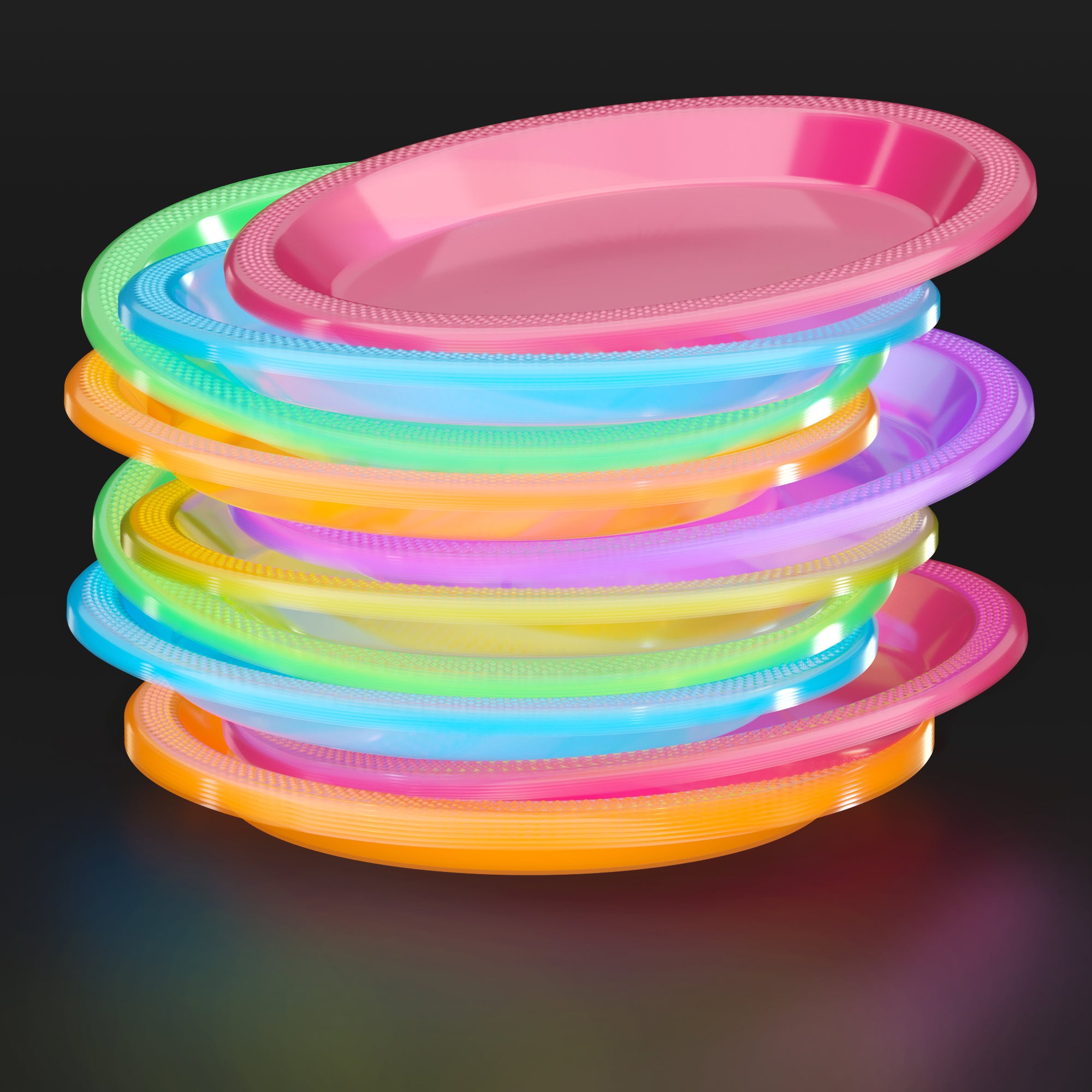Assorted Neon Glow 7 In. Plates (720 Count)