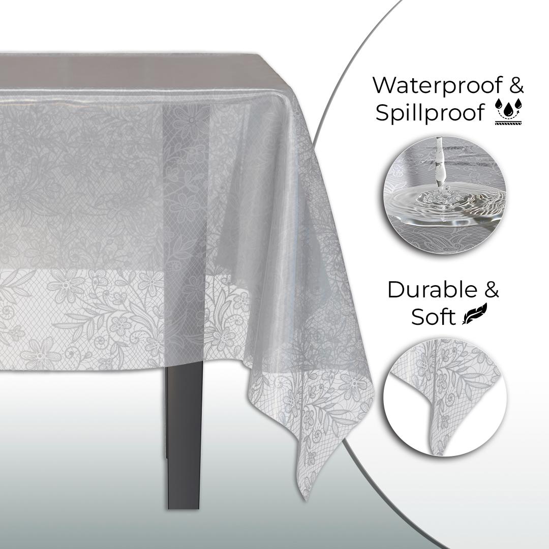 Premium Silver Floral Plastic Tablecloth | 12 Count