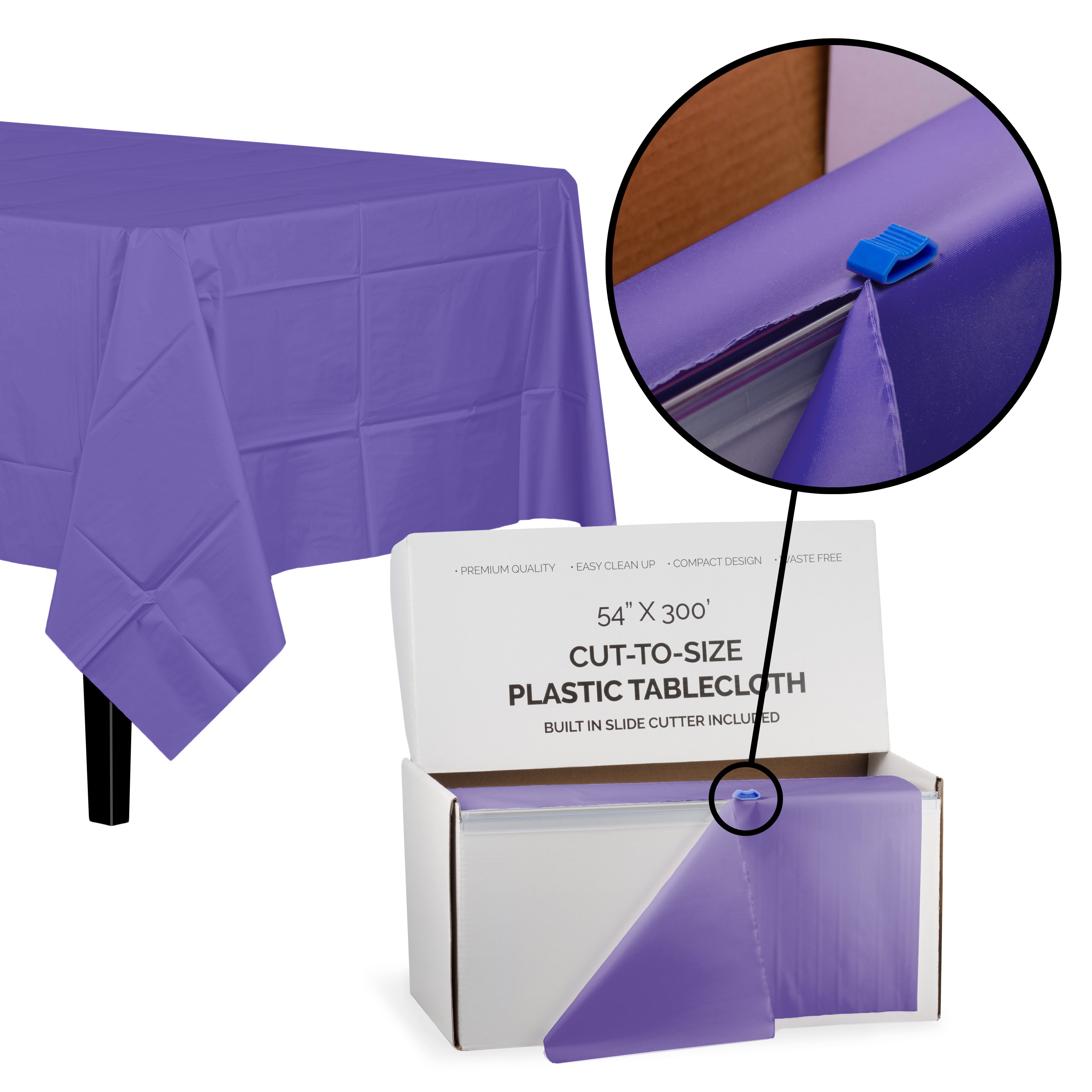 54 In. X 300 Ft. Select A Size Purple Plastic Table Roll | 4 Rolls