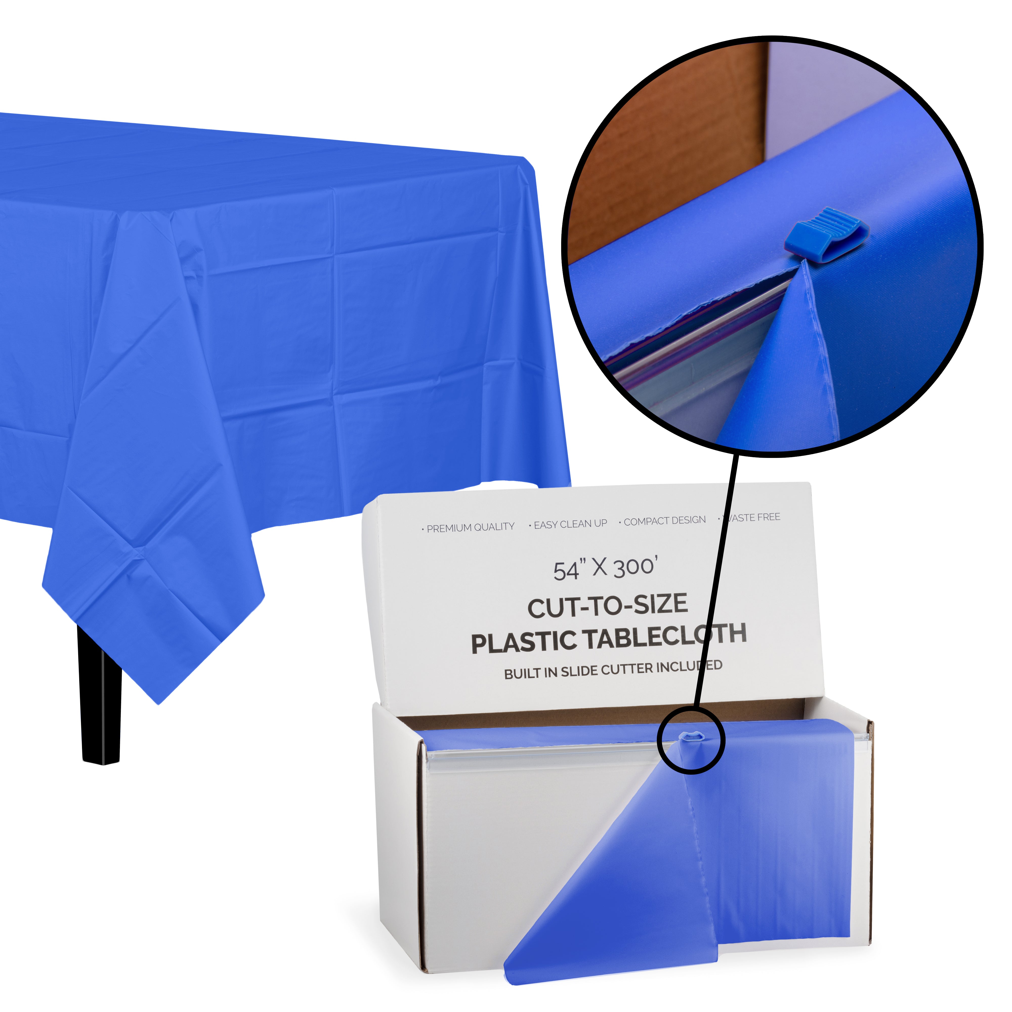 54 In. X 300 Ft. Select A Size Dark Blue Plastic Table Cover | 4 Rolls