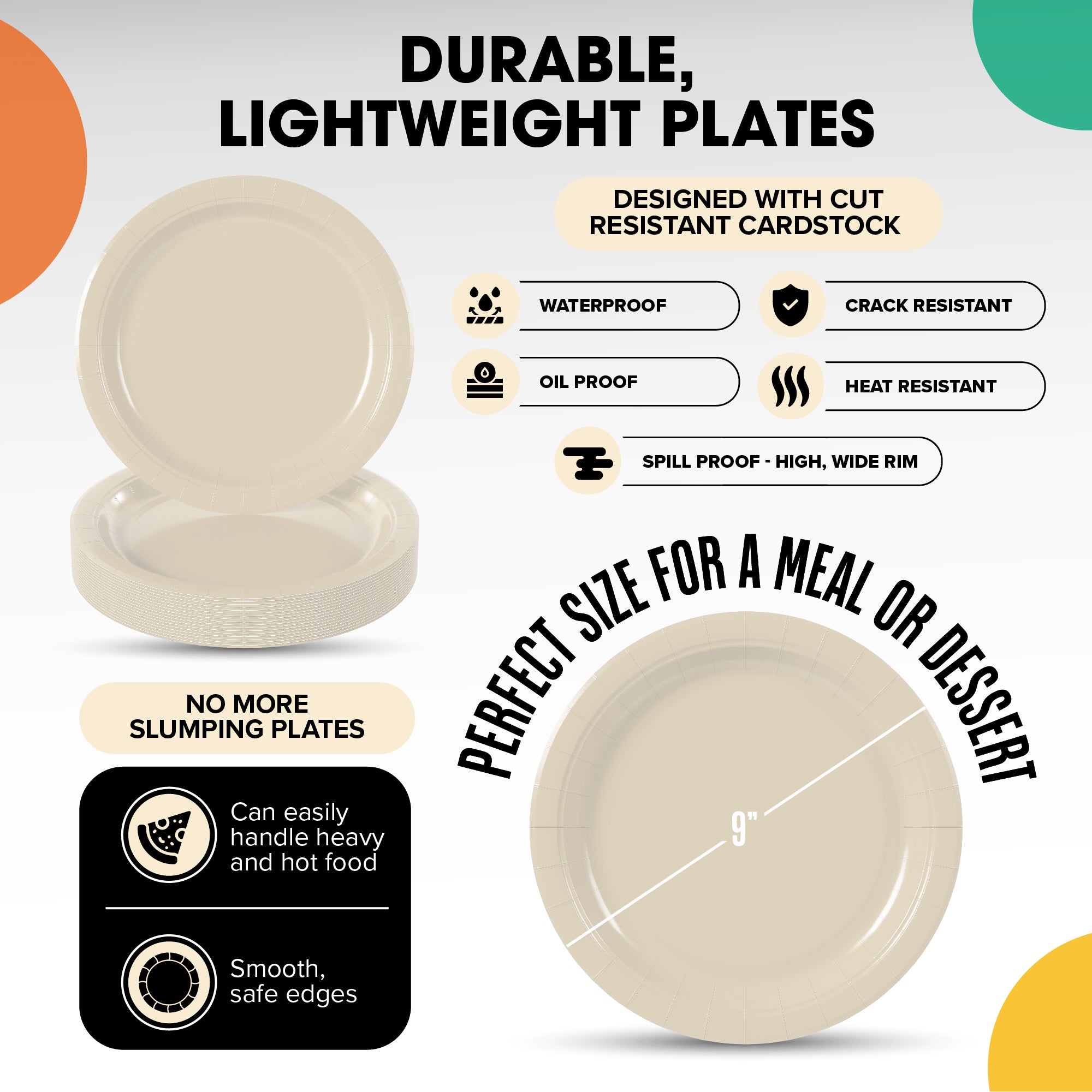 9 In. Ivory Paper Plates - 500 Ct.
