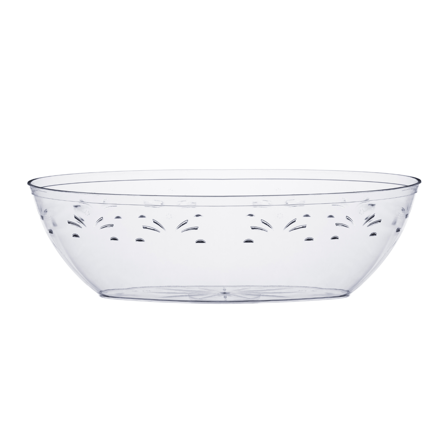 64 Oz. | Clear Oval Plastic Serving Bowl | 50 Pack